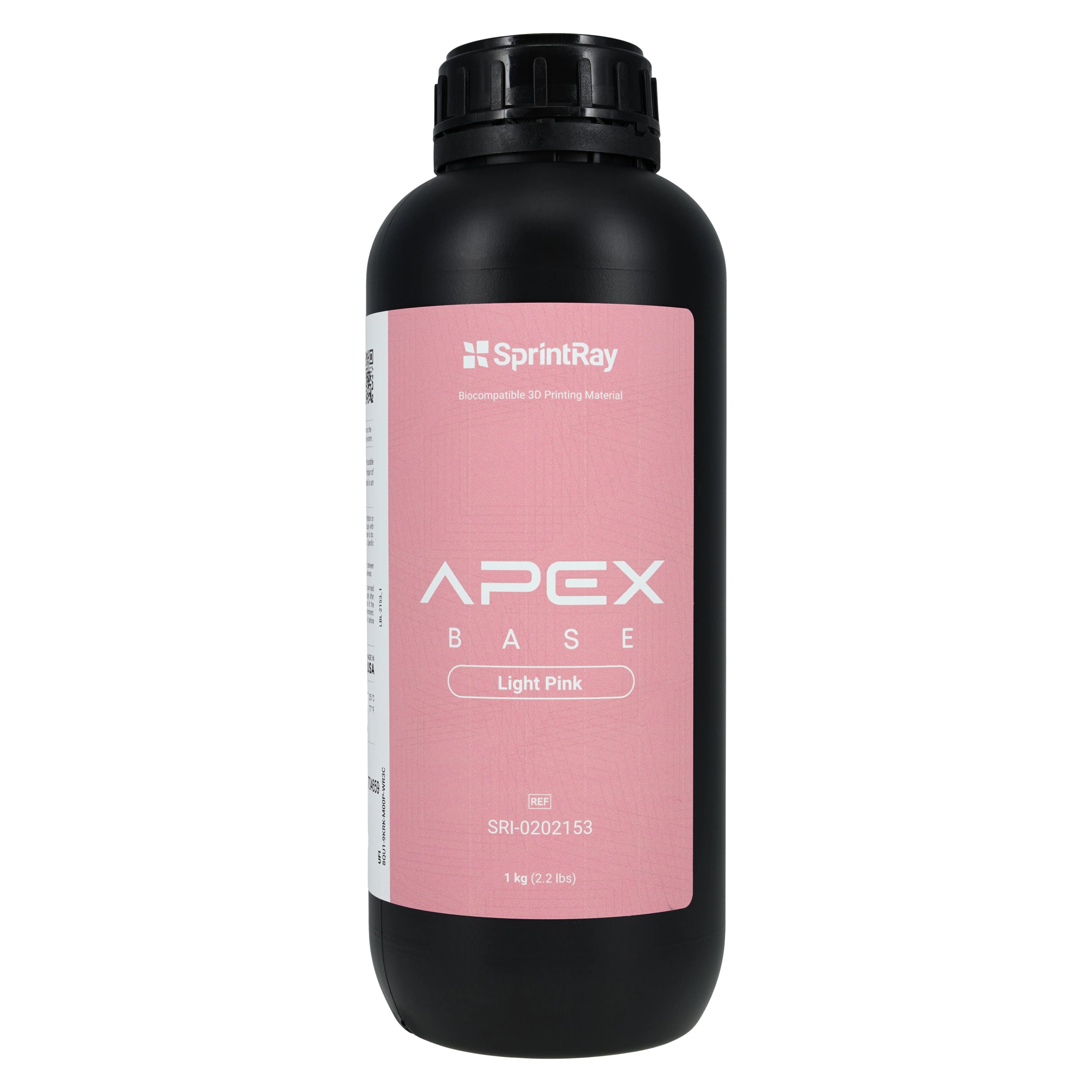 SprintRay APEX Base Denture Base 3D Printing Resin, Light Pink, 1 kg Bottle