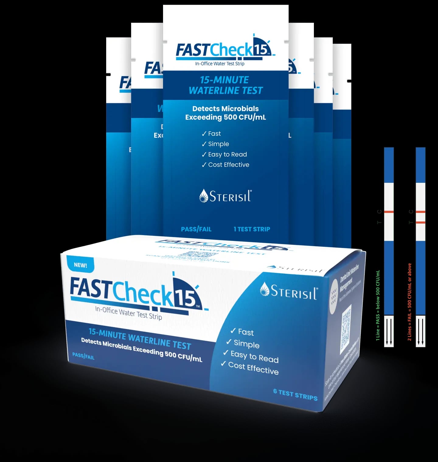 Sterisil FastCheck15 In-Office Dental Waterline Test Strips, 15-Minute, 6/Pk, FC15-6