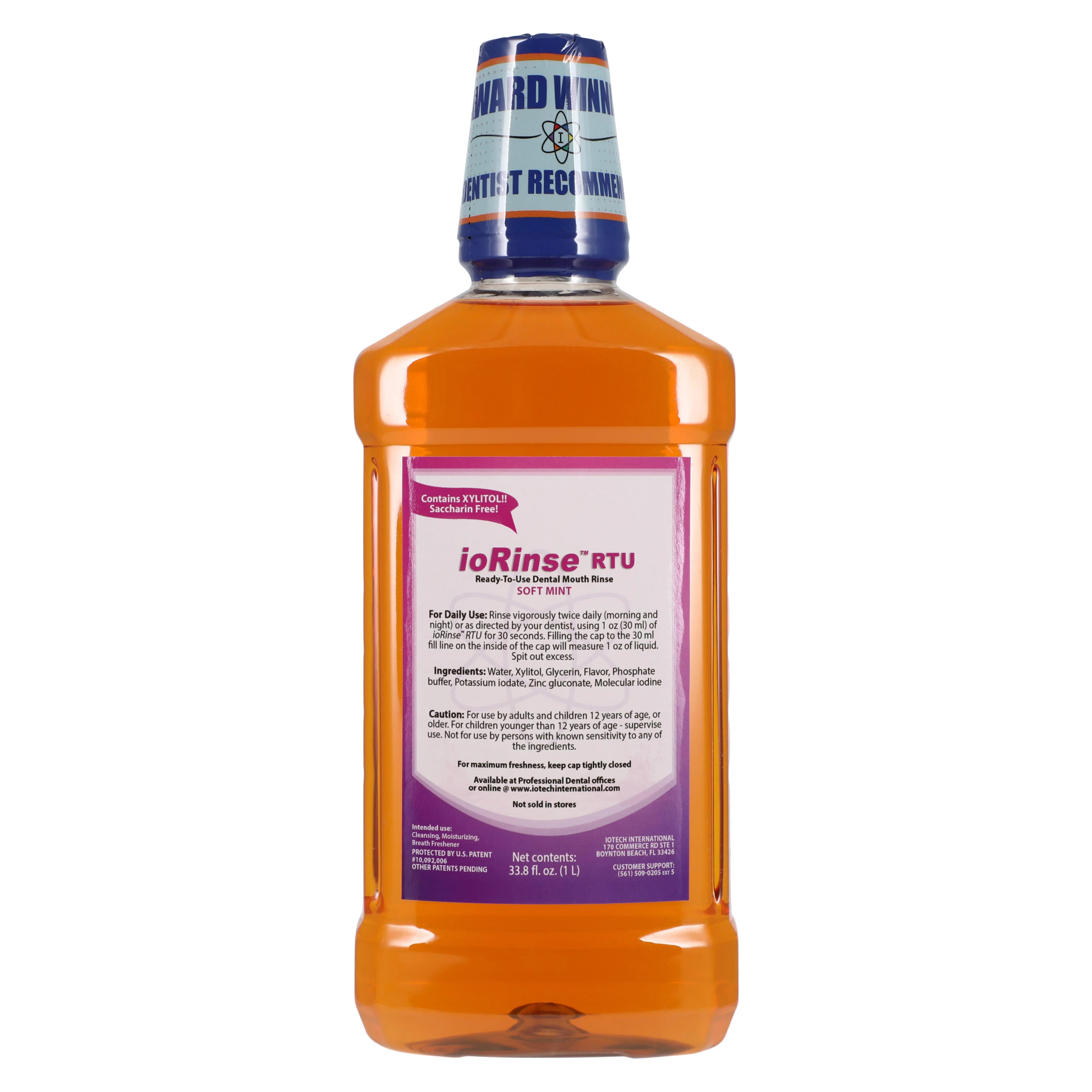 ioRinse™ Ready-To-Use Oral Mouth Rinse, Soft Mint, 1 Liter Bottle, Case of 12, 100 ppm Molecular Iodine
