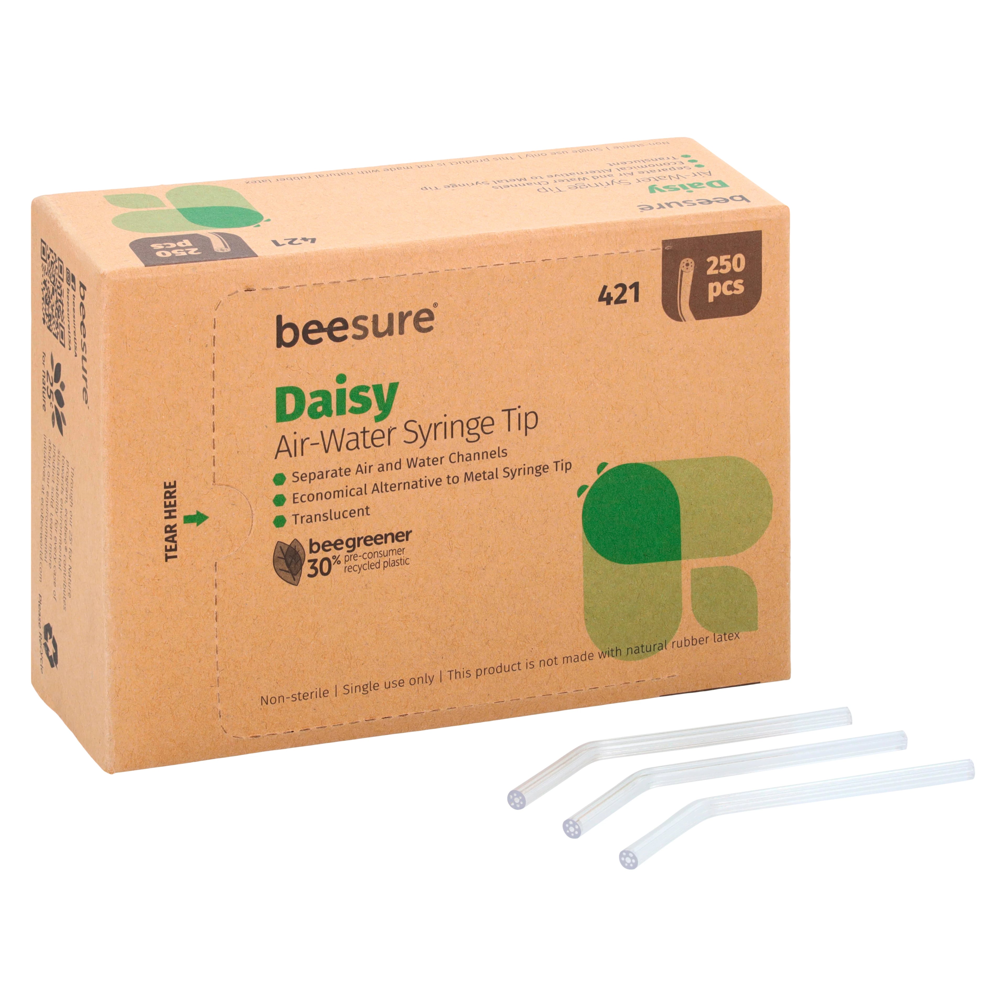 BeeSure Daisy Air/Water Syringe Tips, Translucent, Disposable, 250/Box, BE421