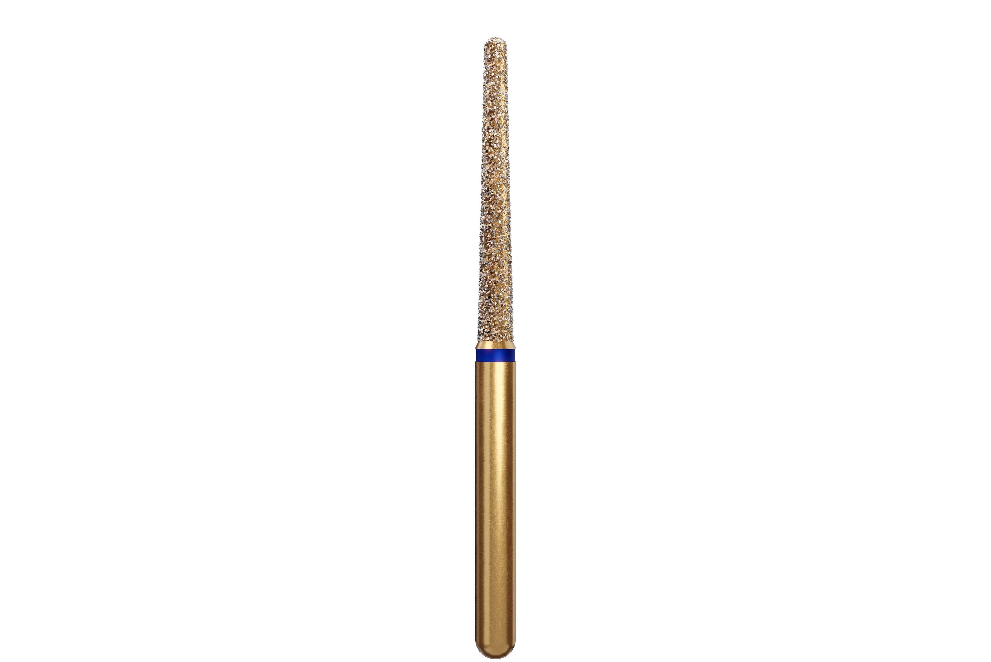 Coltene Alpen Multi-Use Multilayer Diamond Bur, FG, Medium, Blue Ring, Round End Taper Long, #850L, 1.6 mm Head Diameter, 12 mm Head Length, 5/Pkg