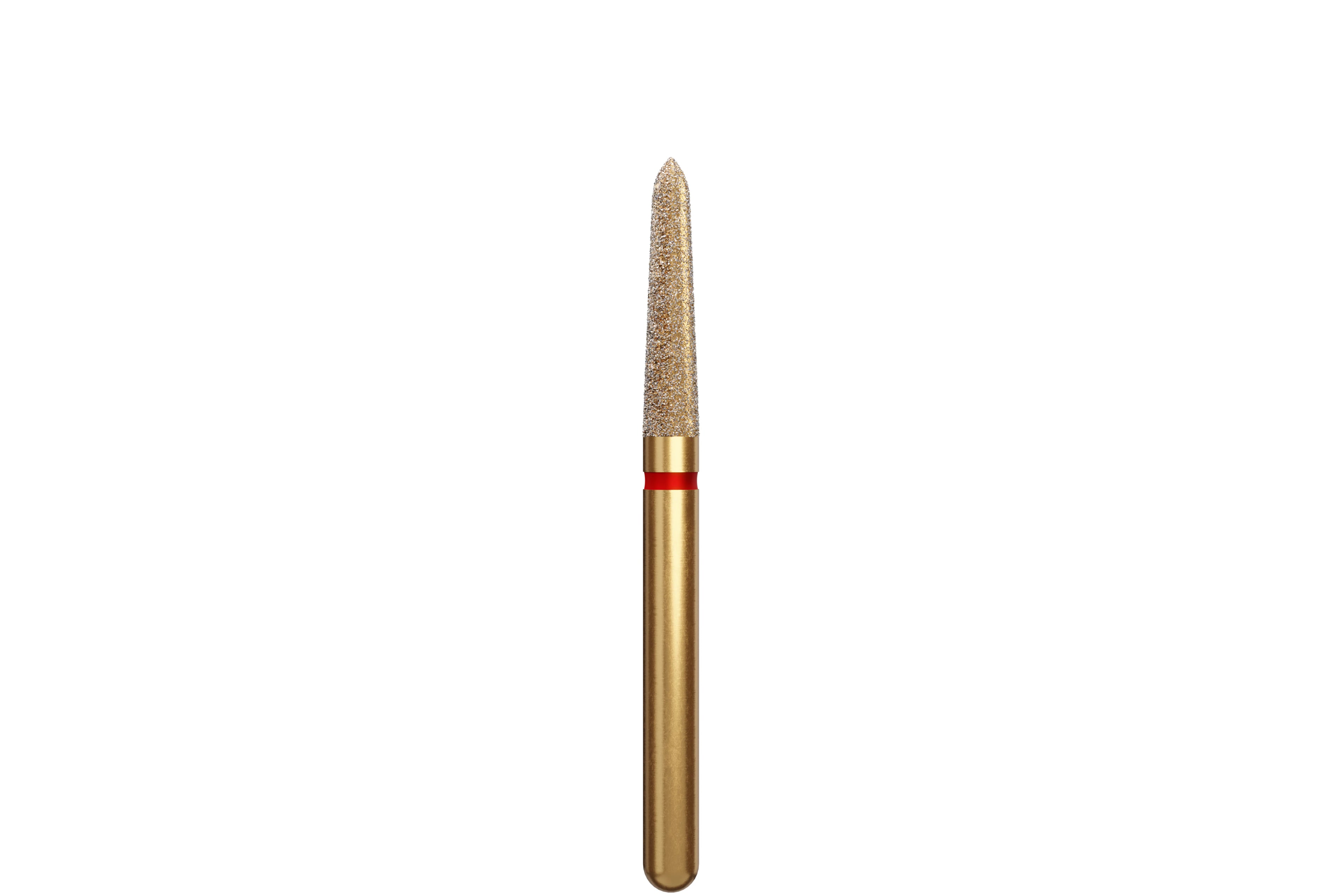 Coltene Alpen Multi-Use Multilayer Diamond Bur, Fine Grit, Tapered Torpedo/Curettage, FG, 1.8 mm Head Diameter, 8 mm Head Length, 5/Pkg, #878K-018