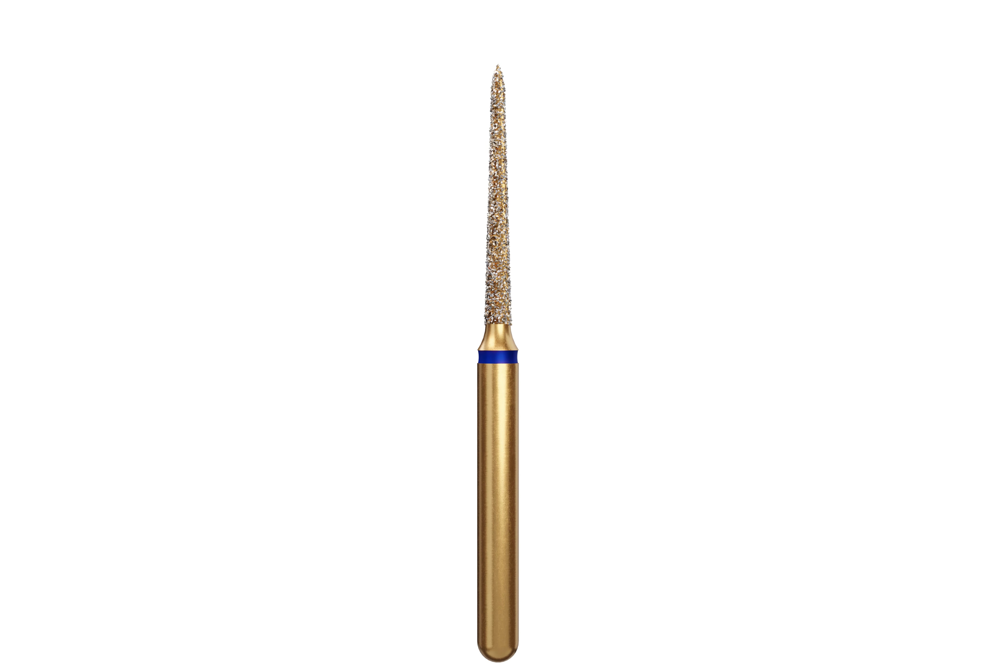 Coltene Alpen Multi-Use Multilayer Diamond Bur, FG, Medium Grit, Curettage/Pointed Taper, #879K-012, 1.2 mm Head Diameter, 10 mm Head Length, 5/Pkg