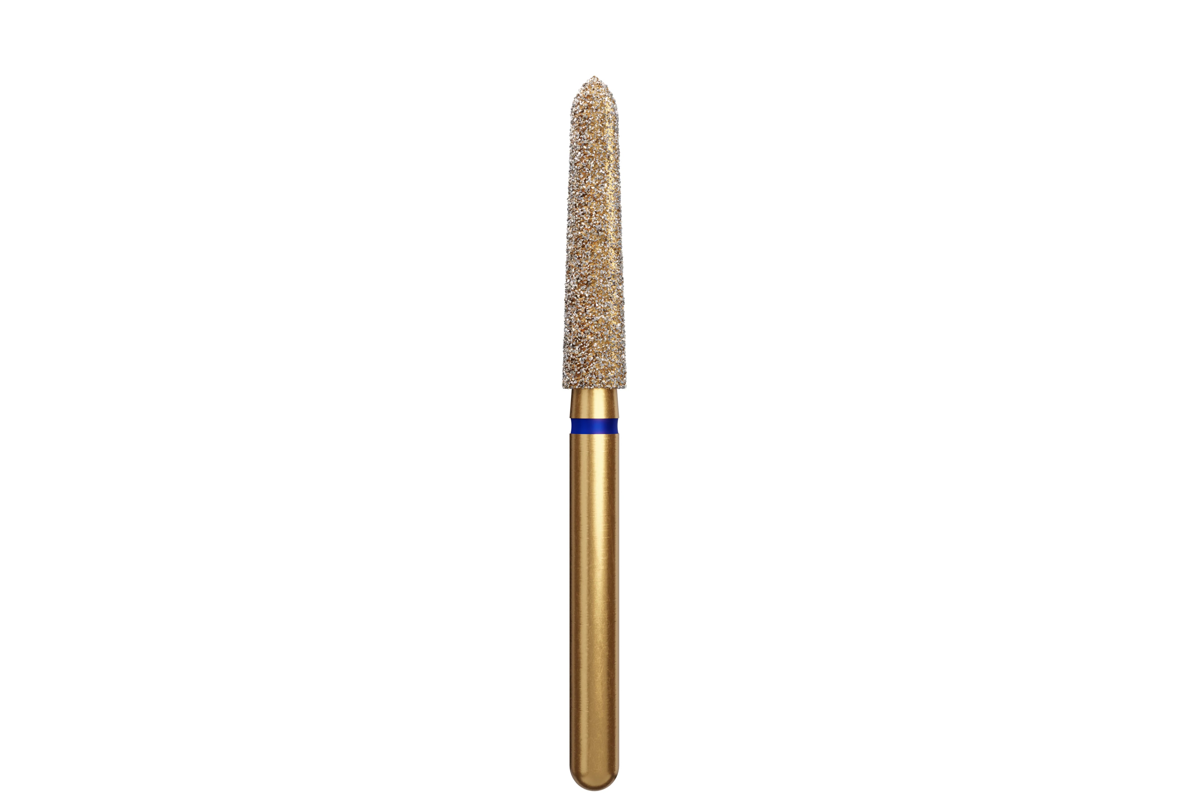 Coltene Alpen Multi-Use Multilayer Diamond Bur, FG, Medium Grit, Tapered Torpedo/Curettage, #879K-023, 2.3 mm Head Diameter, 10 mm Head Length, 5/Pkg