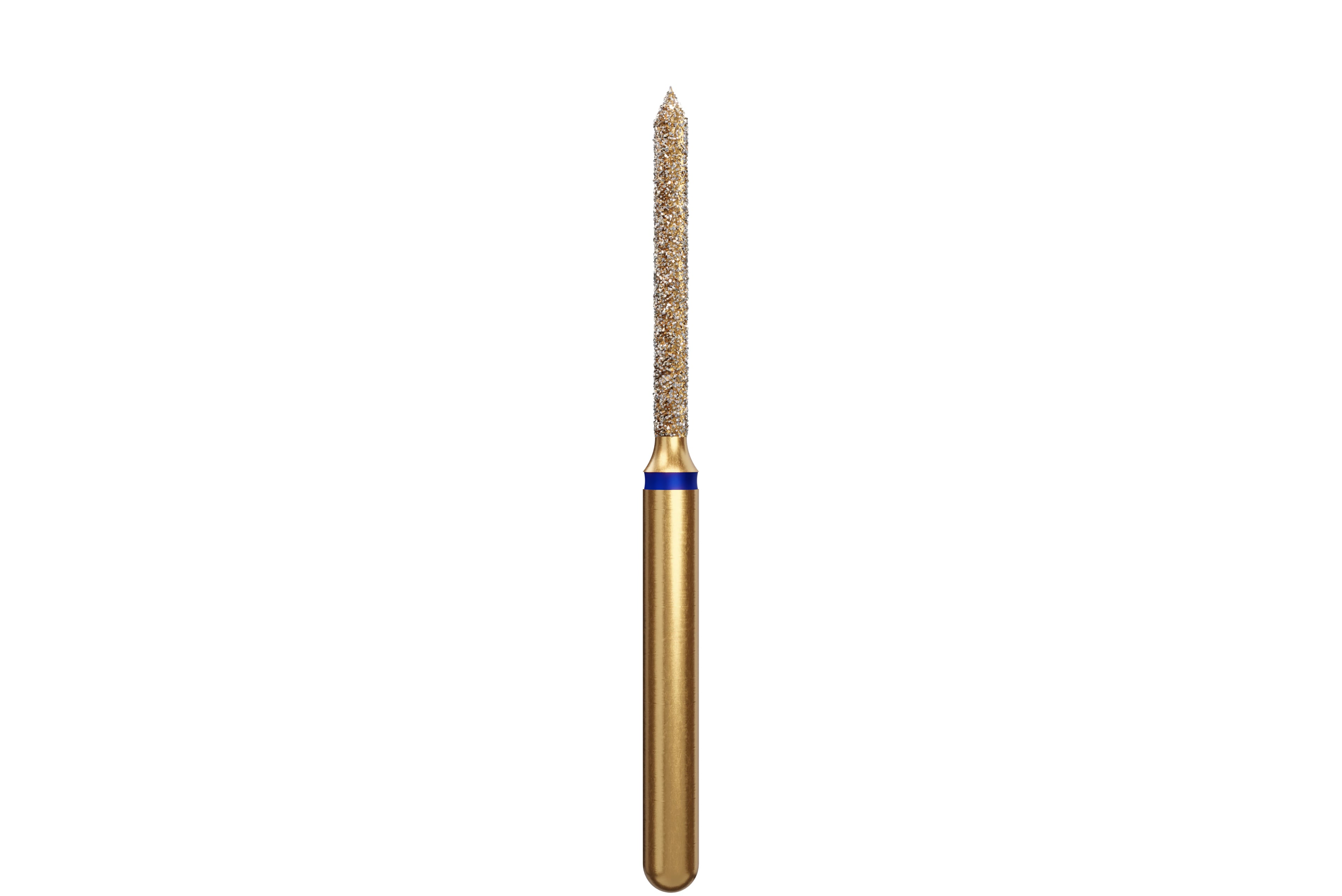 Alpen Multi-Use Multilayer Diamond Bur, Beveled Cylinder, Medium, Blue, FG, 1.2 mm Head Diameter, 10 mm Head Length, 5/Pkg, #886-012