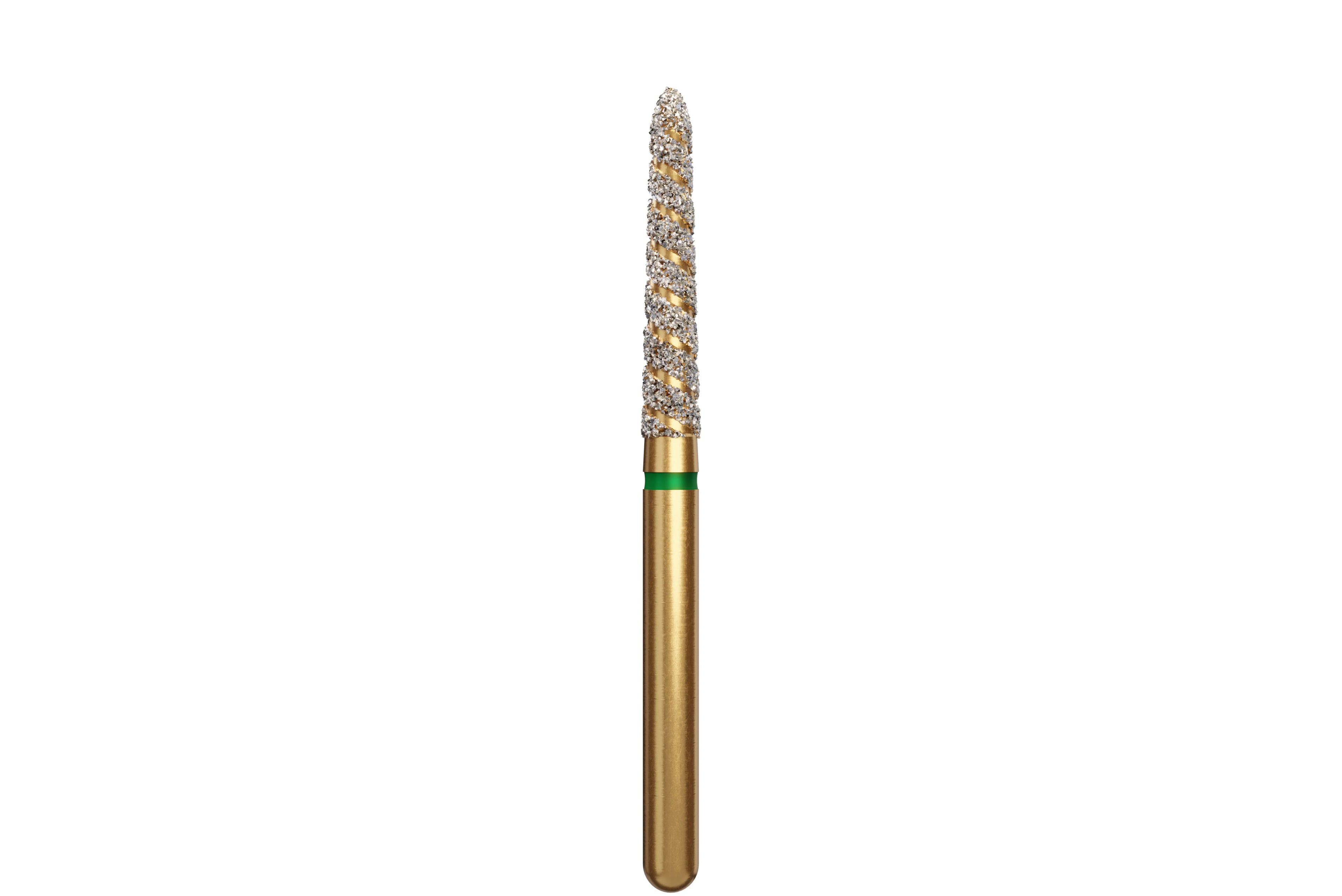 Alpen Multi-Use TurboCut Diamond Instrument, FG, Coarse, Green, Tapered Torpedo/Curettage, 1.8 mm Head Diameter, 10 mm Head Length, 5/Pkg, #879KT
