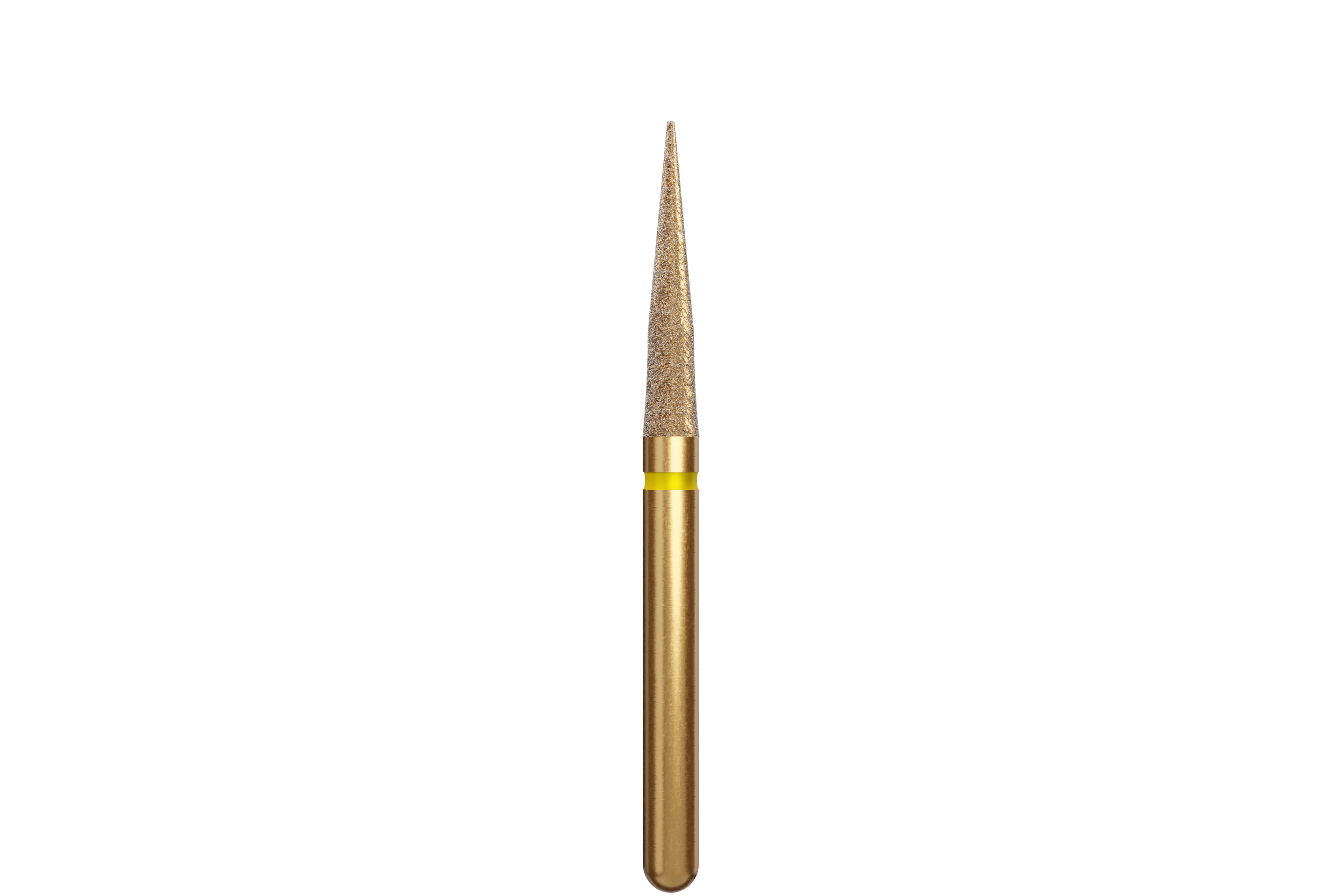Alpen Diamond Bur, FG, TDF Esthetic Finishing Cone, Extra Fine, Yellow, # ET6-014EF, 1.4 mm Head, 6.0 mm Length, 5/Pk, 60032685