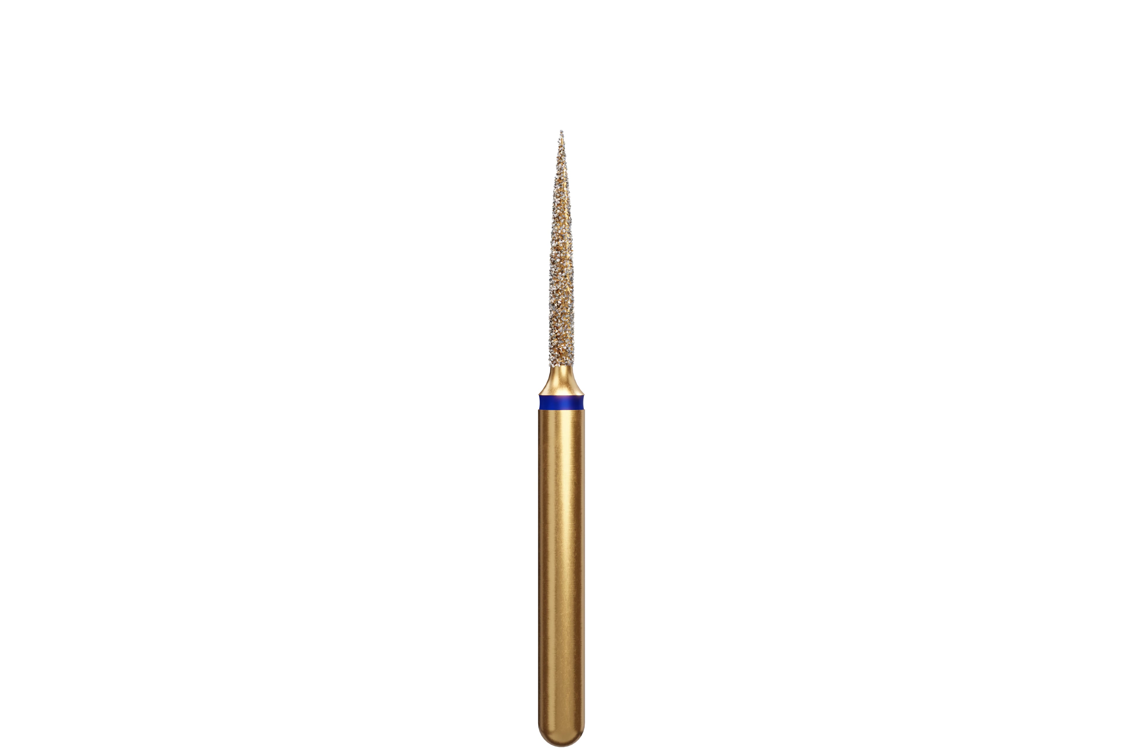 Alpen Multi-Use Multilayer Diamond Bur, Flame, Medium Grit, Friction Grip (FG), Blue Ring, #862-010, 1 mm Head Diameter, 8 mm Head Length, 5/Pkg