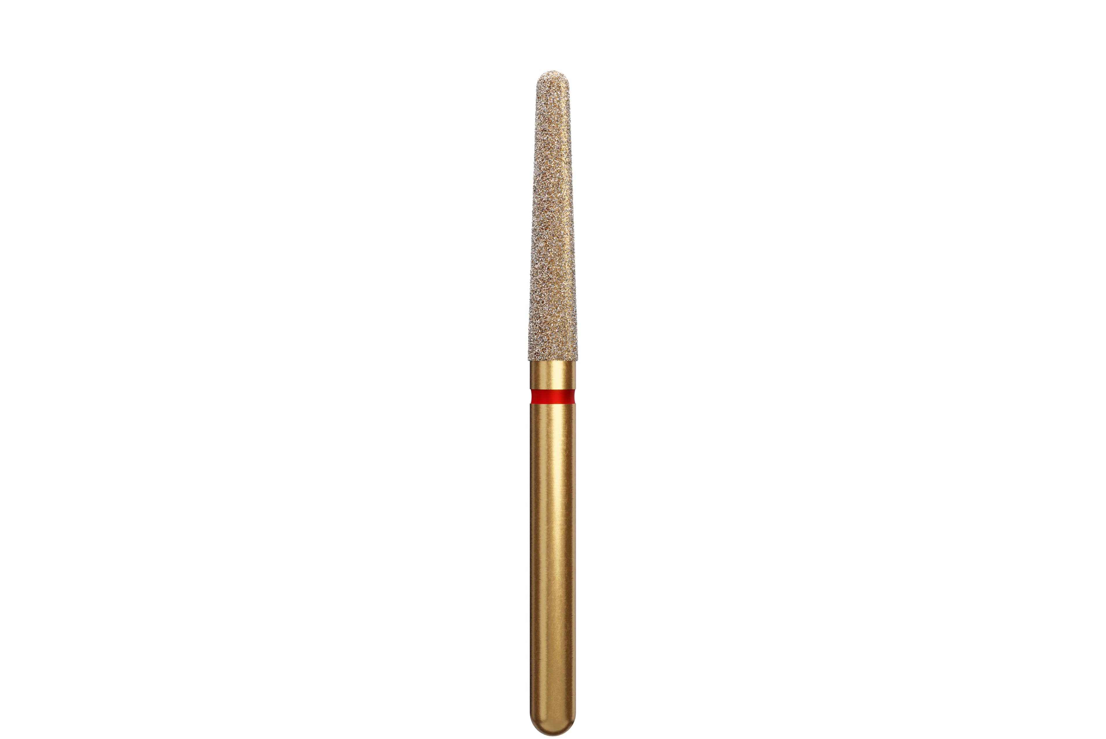 Alpen Multi-Use Multilayer Diamond Bur, FG, Fine, Round End Taper, #850, 1.8 mm Head Diameter, 10 mm Head Length, Red Ring, 5/Pkg, 850-018