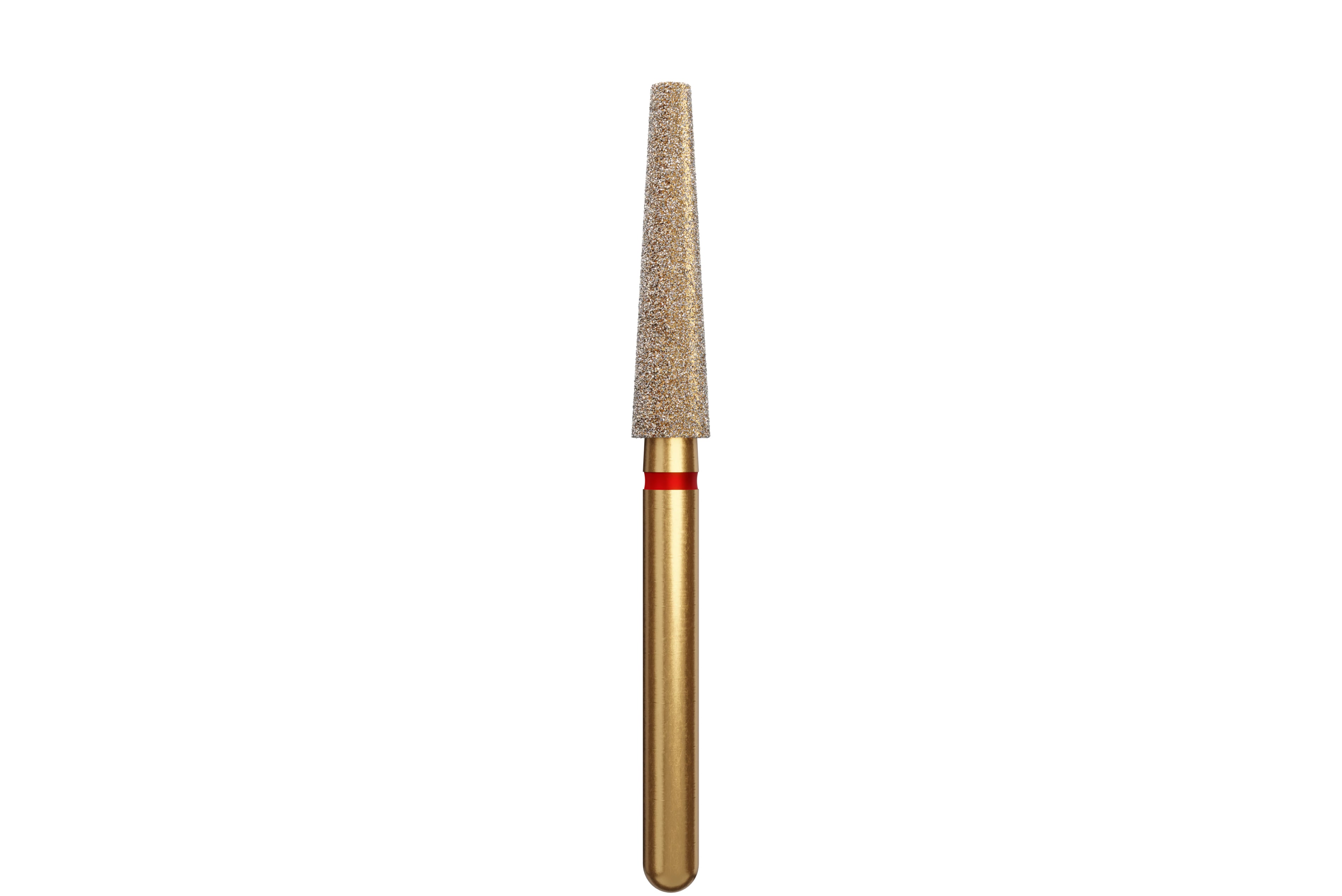 Coltene Alpen Multi-Use Multilayer Diamond Bur, Fine Grit, Flat End Taper, FG, Red Ring, #848-023, 2.3 mm Head Diameter, 10 mm Head Length, 5/Pkg