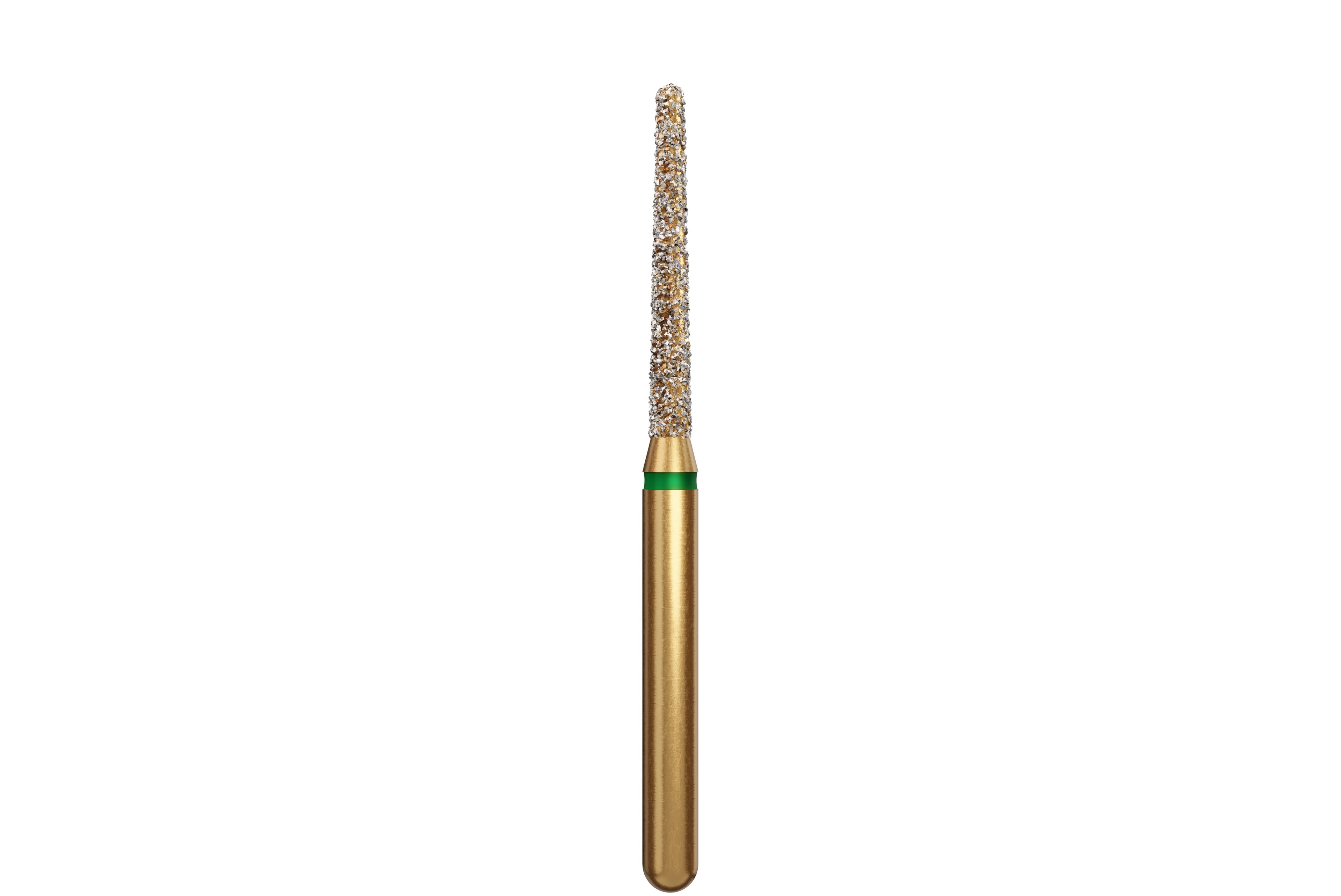 Coltene Alpen Multi-Use Multilayer Diamond Bur, Coarse, Round End Taper, FG, #850-014, 1.4 mm Head Diameter, 10 mm Head Length, 5/Pack