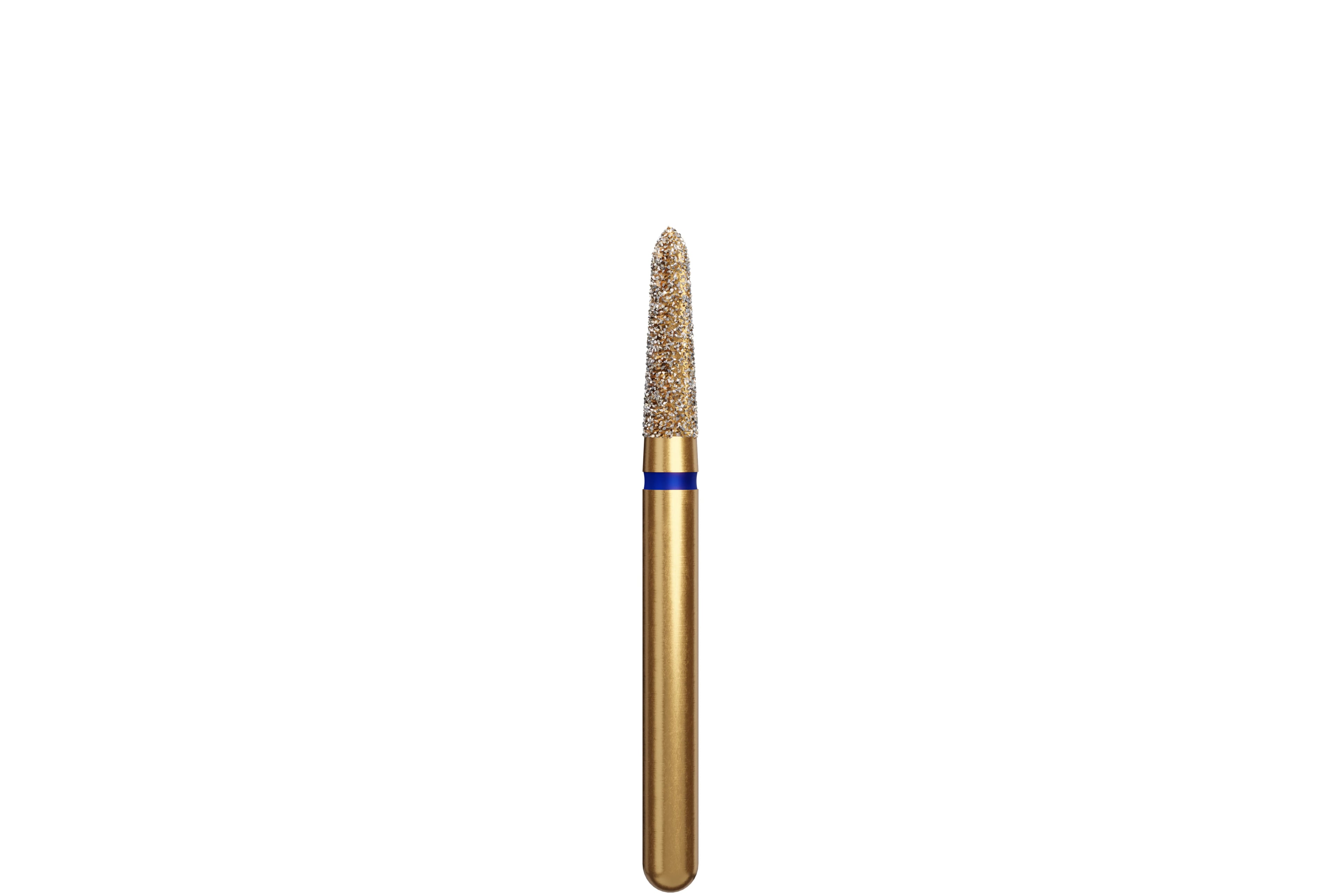 Coltene Alpen Multi-Use Multilayer Diamond Bur, FG, Medium Grit, Tapered Torpedo/Curettage, #877K-018, 1.8 mm Head Diameter, 6 mm Head Length, 5/Pkg