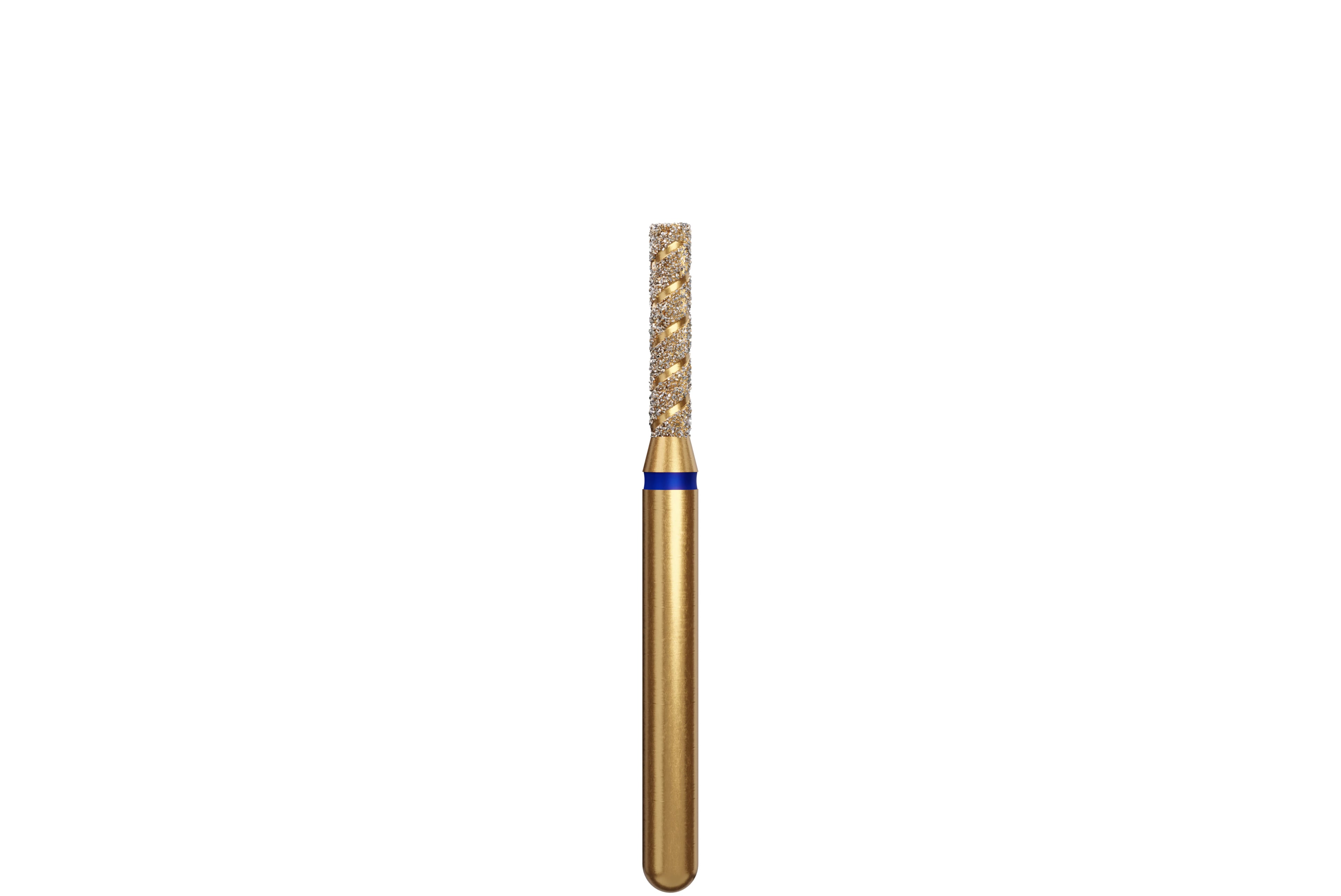 Alpen Multi-Use TurboCut Diamond Instrument, FG, Medium Grit, Blue Ring, Flat End Cylinder, 1.4 mm Head Diameter, 6 mm Head Length, 5/Pkg, #836T