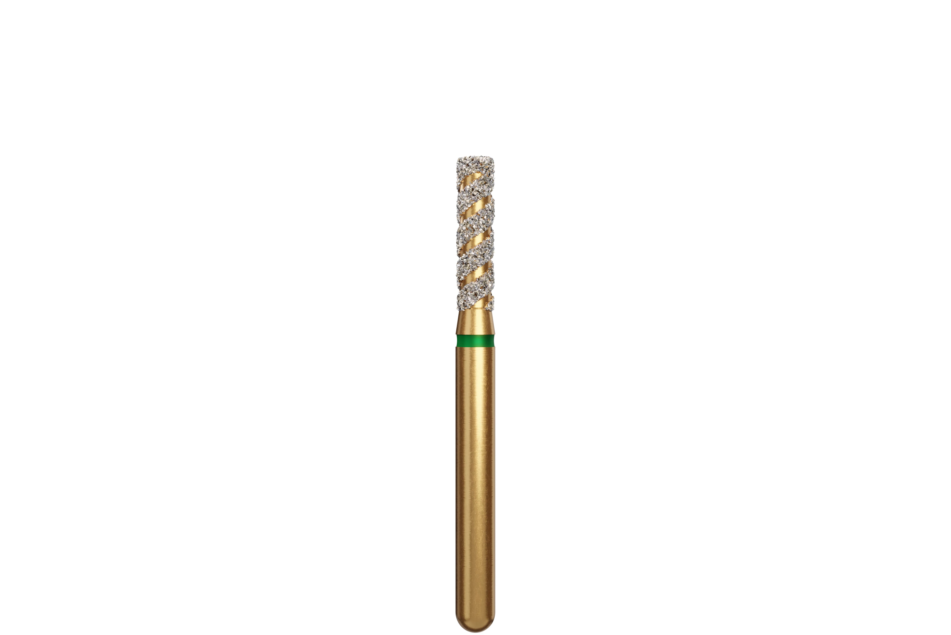 Alpen Multi-Use TurboCut Diamond Bur, FG, Coarse, Green Ring, Flat End Cylinder, 1.6 mm Head Diameter, 6 mm Head Length, 5/Pkg, #836-016