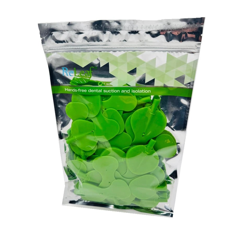 ReLeaf Restorative Disposable Vented HVE Leaf Tips, Medium, Green, 50/Bag, RLF10022