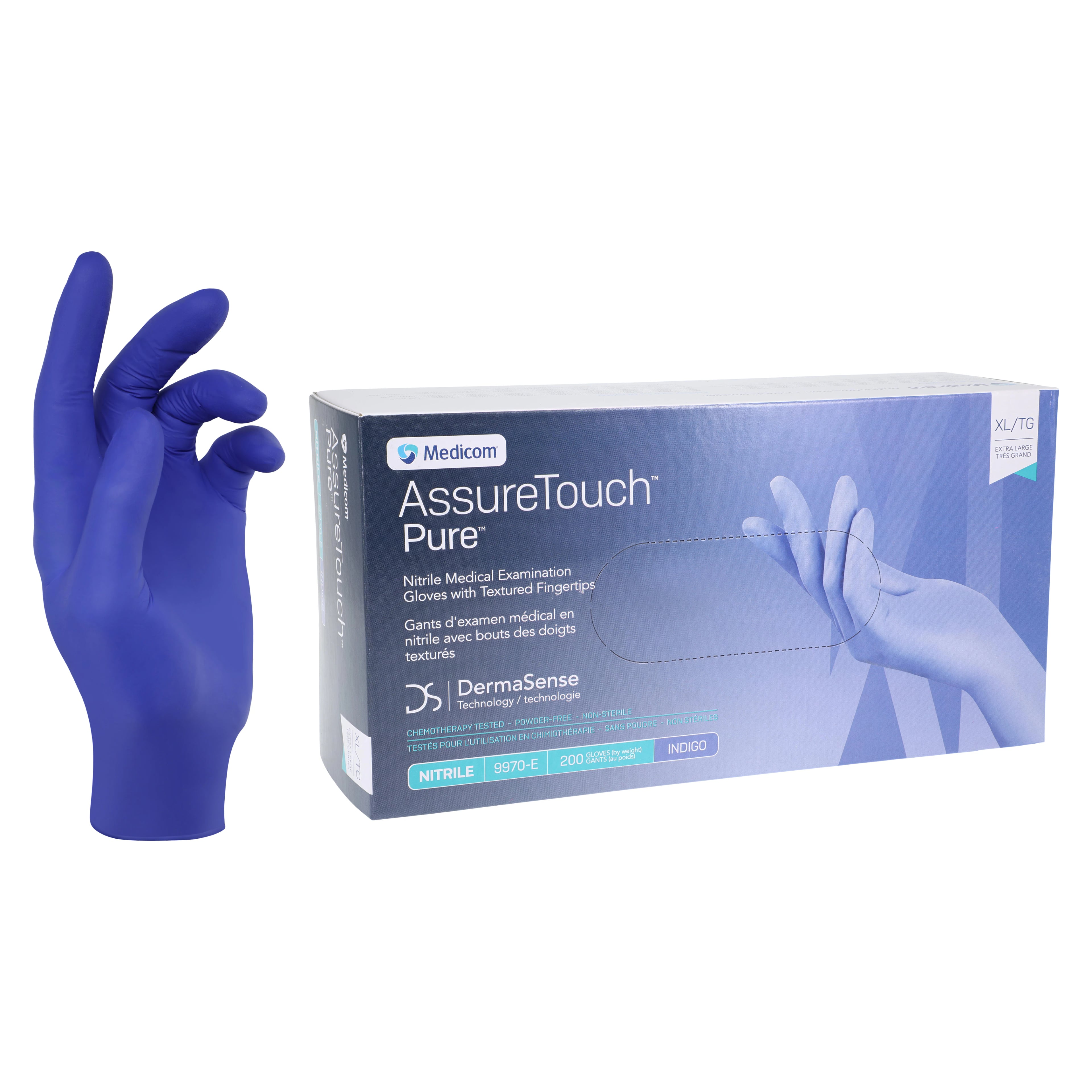 AssureTouch™ Pure Nitrile Exam Gloves, Powder Free, Non-Sterile, Extra Large, Blue, 200/Box, 9970E