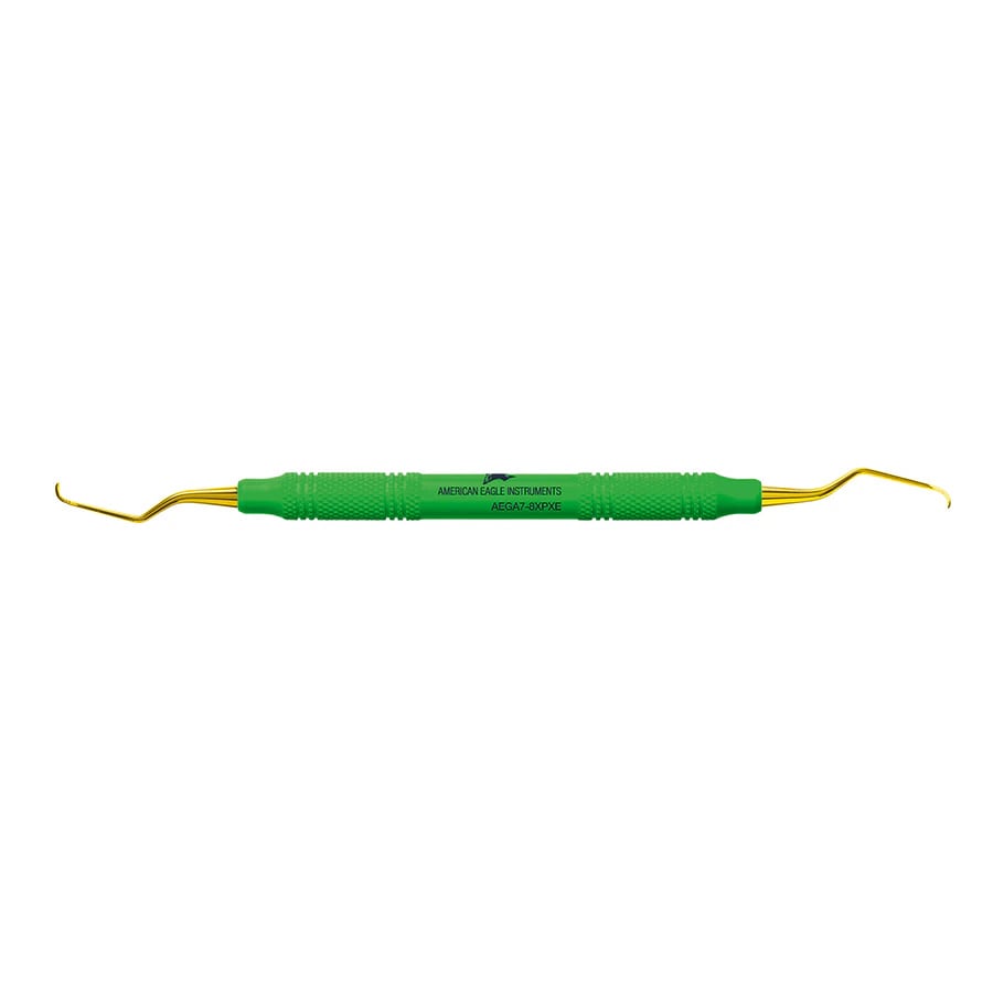 XP® SQUARED Technology Gracey +3 Access 7-8 Curette, Premolars/Molars, Green, 3/8" Handle, Double End, Each, AEGA7-8XPXE