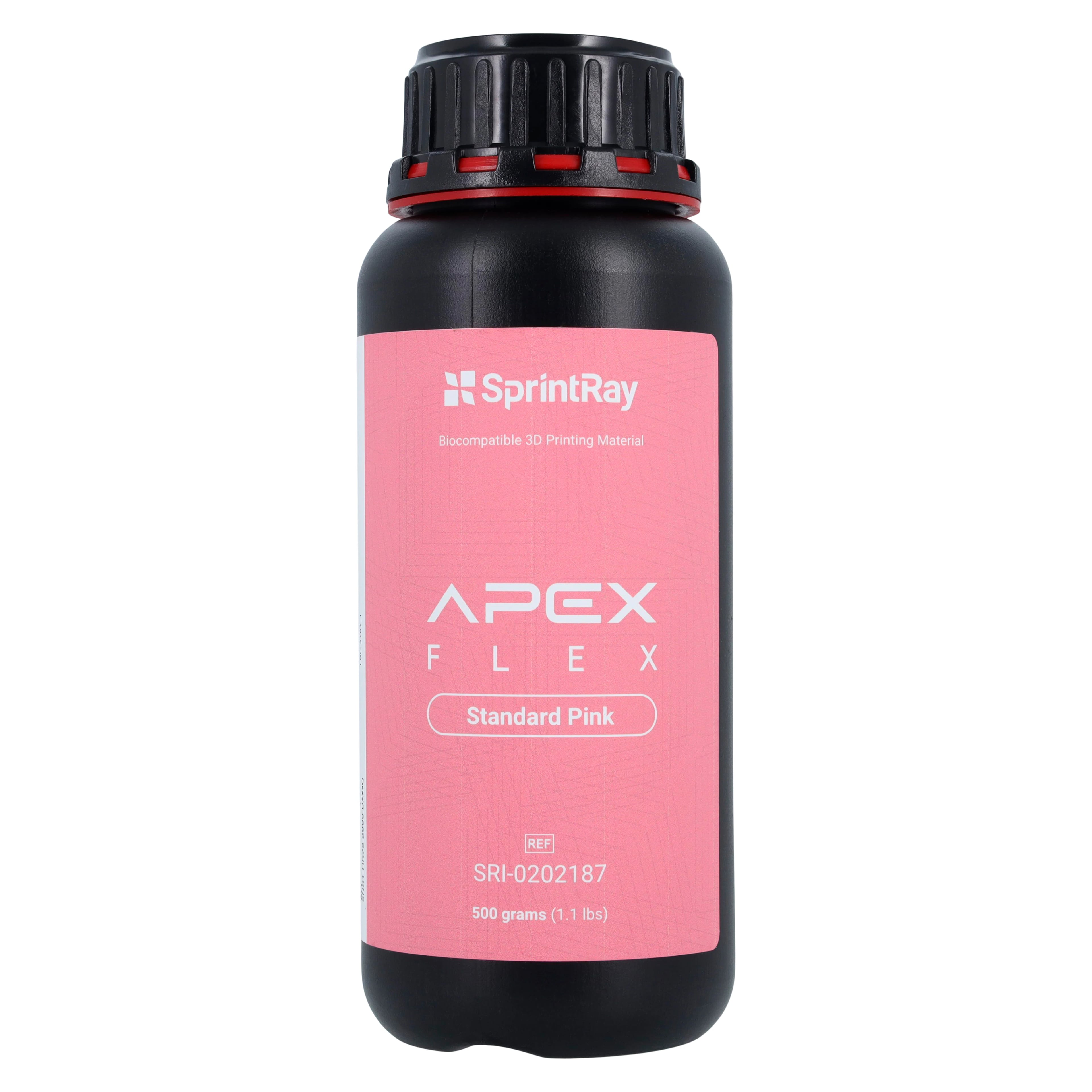 SprintRay Apex Flex Partial Base 3D Printing Resin, Standard Pink, 500g Bottle