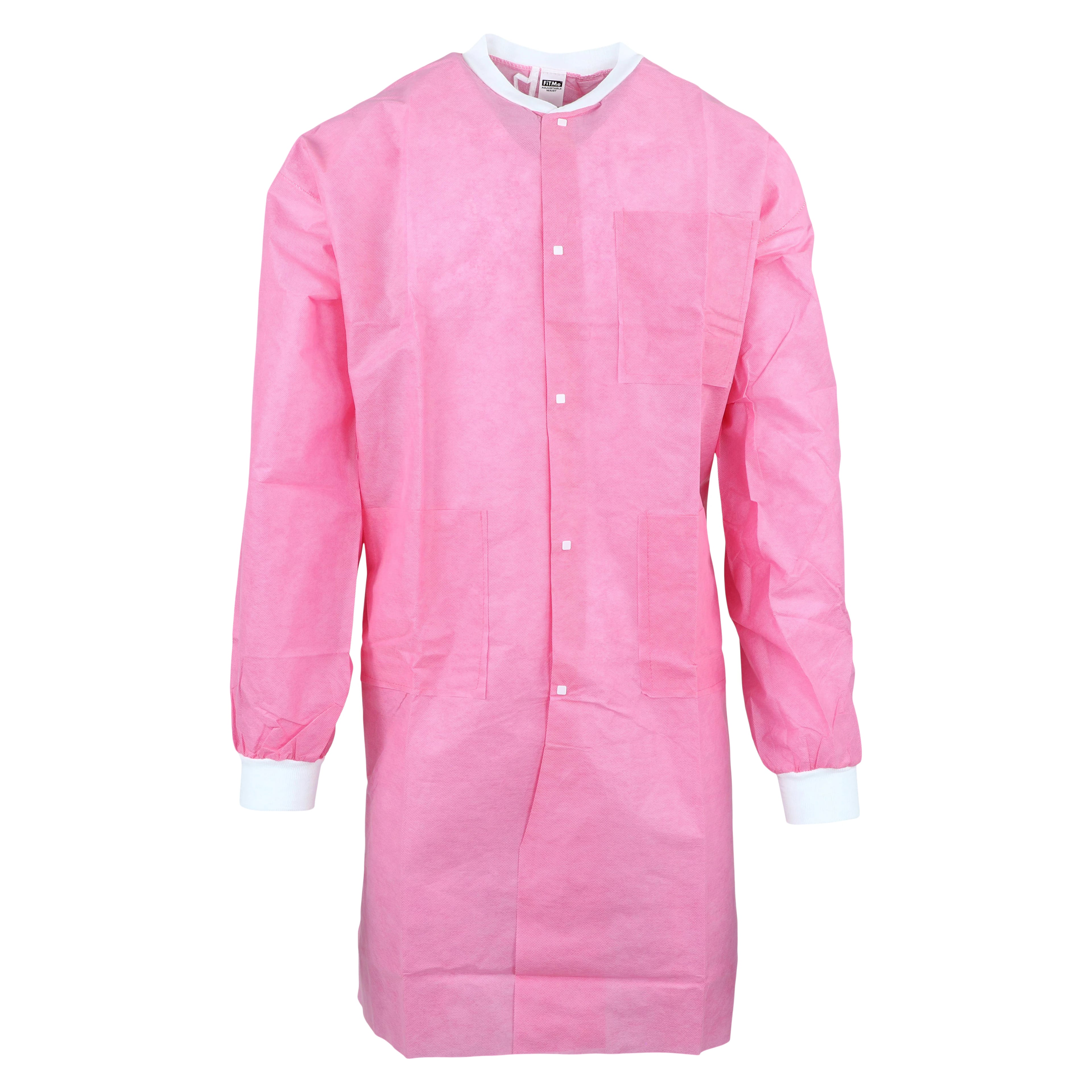Dukal FitMe Lab Coats, Raspberry Pink, Medium, 10/Pack, UGC-6609-M