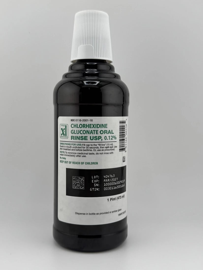 Xttrium Laboratories Chlorhexidine Gluconate 0.12% Oral Rinse, Mint/Peppermint, 16 oz (473 mL) Bottle, 1999PET16