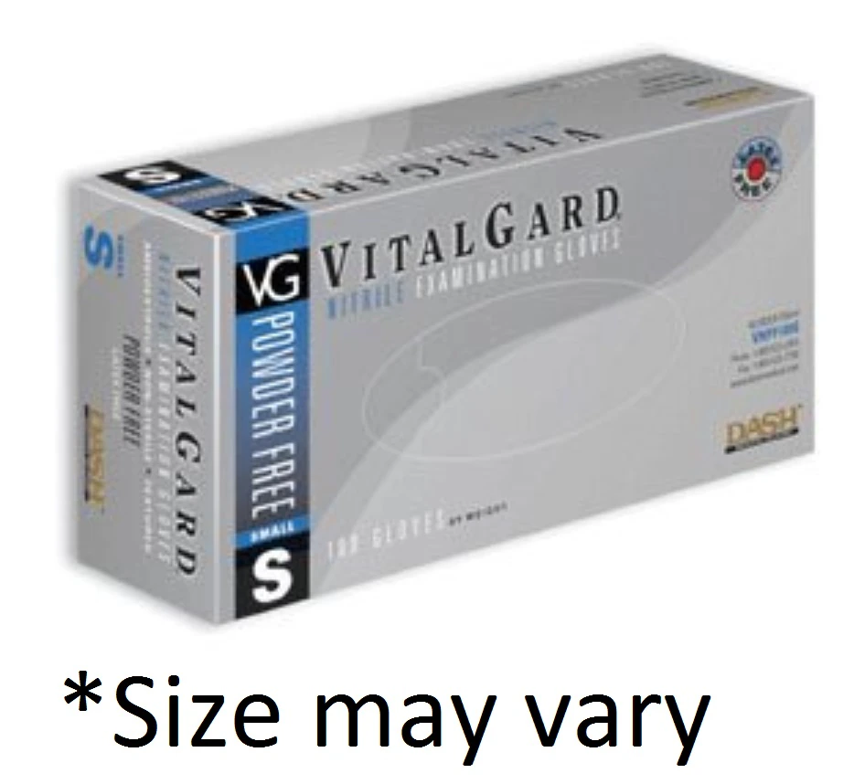 VitalGard® Nitrile Exam Gloves, Powder Free, Latex Free, Non-Sterile, Textured, Periwinkle Blue, XX-Large (2XL), 100/Box, VNPF100XXL
