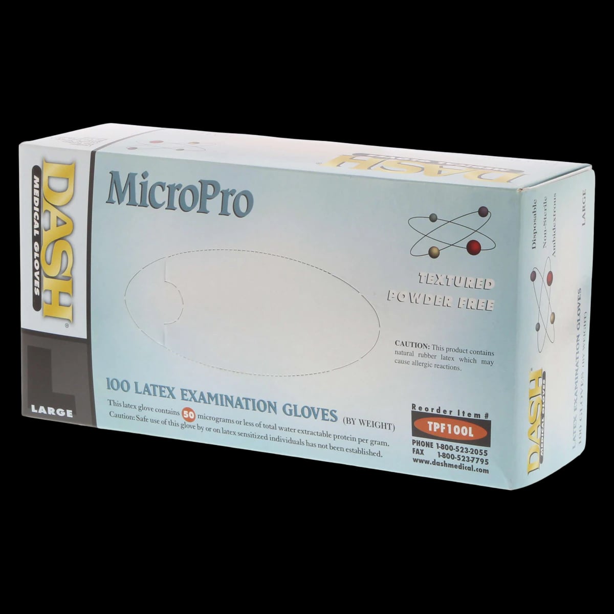 MicroPro Powder-Free Textured Latex Exam Gloves, Large, Natural, 100/Box, TPF100L