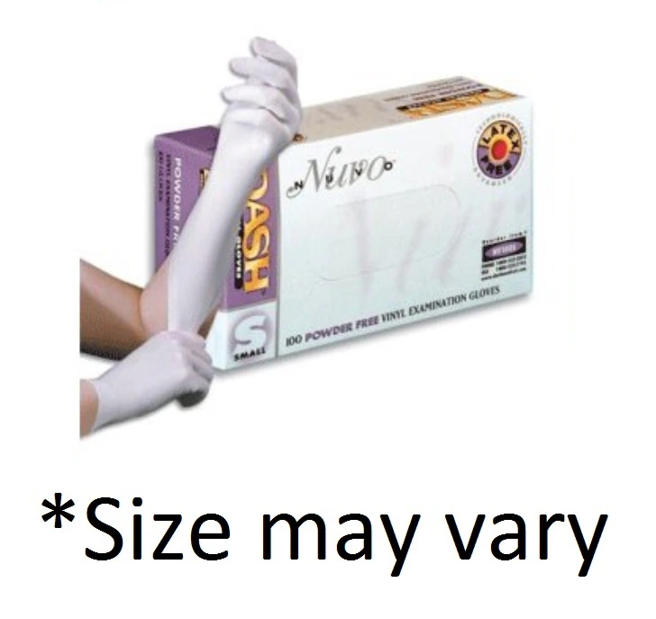 Nuvo Powder-Free Vinyl Exam Gloves, Extra Large, White, 100/Box, NV100XL