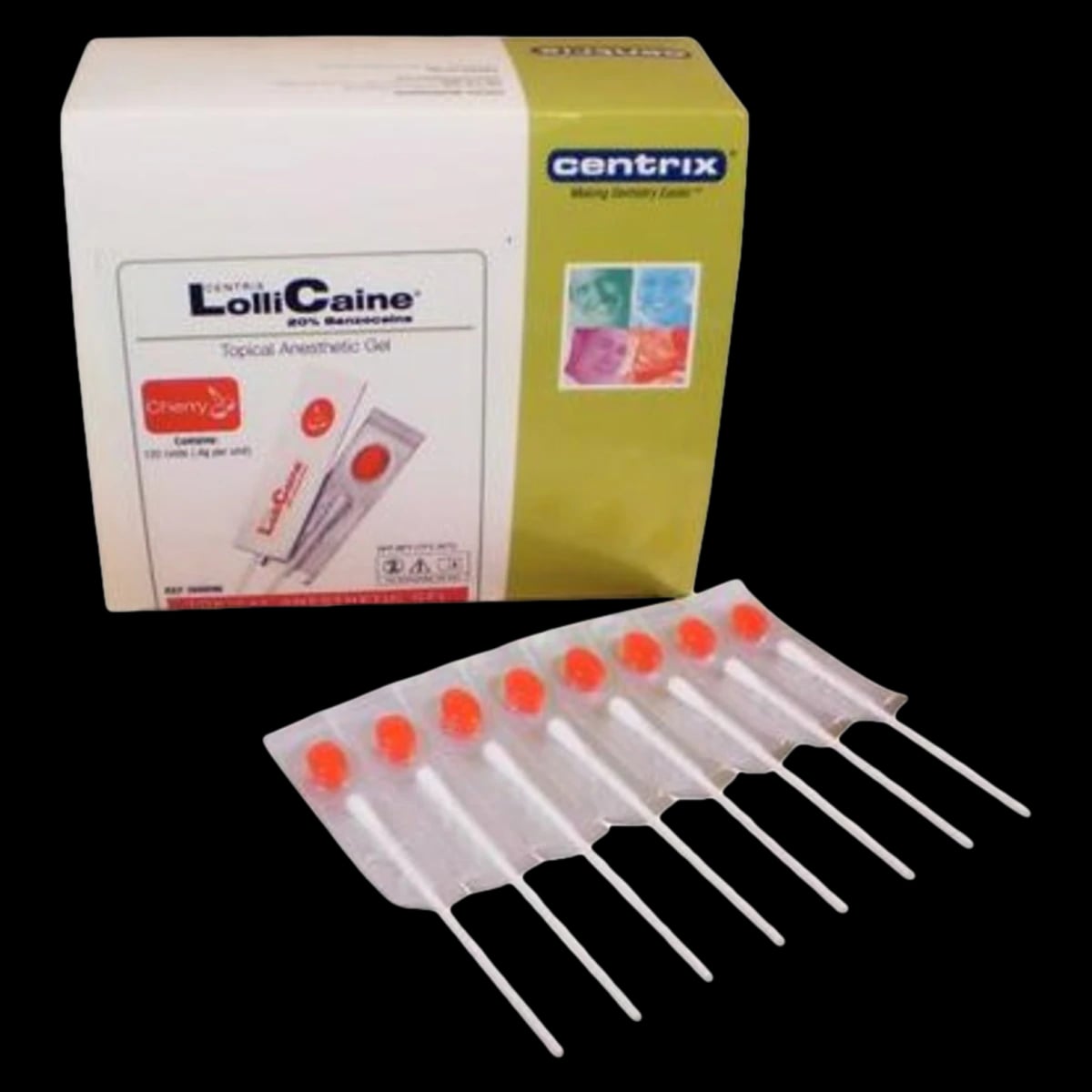LolliCaine® Cherry Topical Benzocaine Gel, 20%, Single-Use LolliPacks, 0.3 mL, 120/Pk, 360090