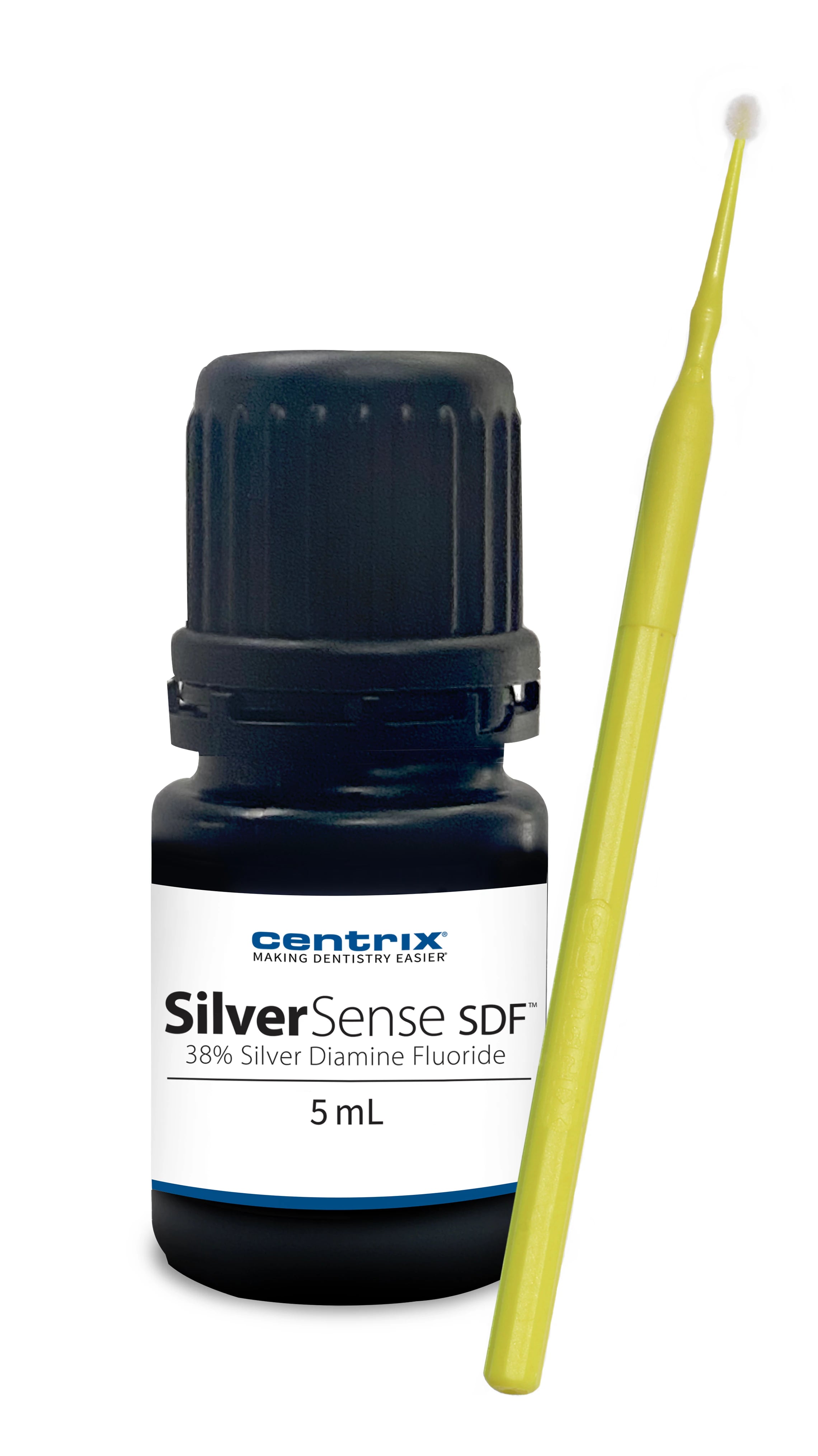 SilverSense SDF 38% Silver Diamine Fluoride Standard Kit, 1 x 5 mL Dropper Bottle with 20 Benda Micro Applicators, 310172