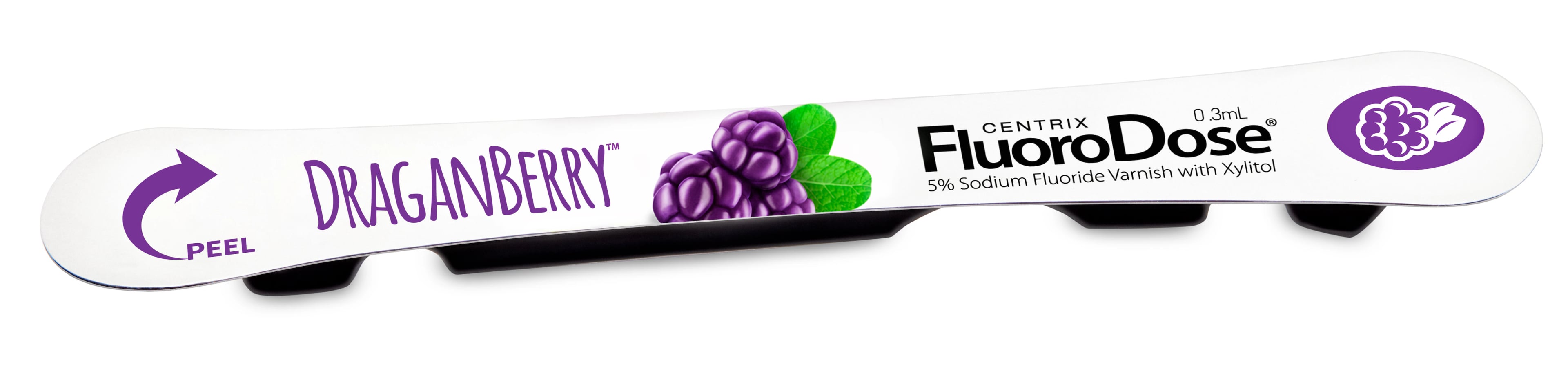 FluoroDose Fluoride Varnish, 5% Sodium Fluoride, DraganBerry Flavor, 0.3 mL Unit Dose with Benda Brush Applicator, 1200/Pkg, 360142