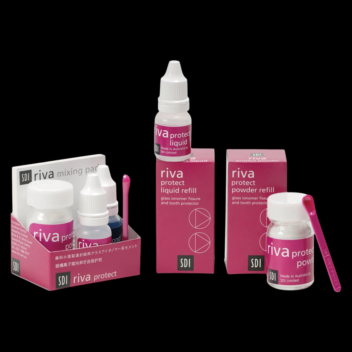 SDI Riva Protect Glass Ionomer Pit & Fissure Sealant, Powder/Liquid Kit, Pink, Self-Cure, 1/Kit, #8680501