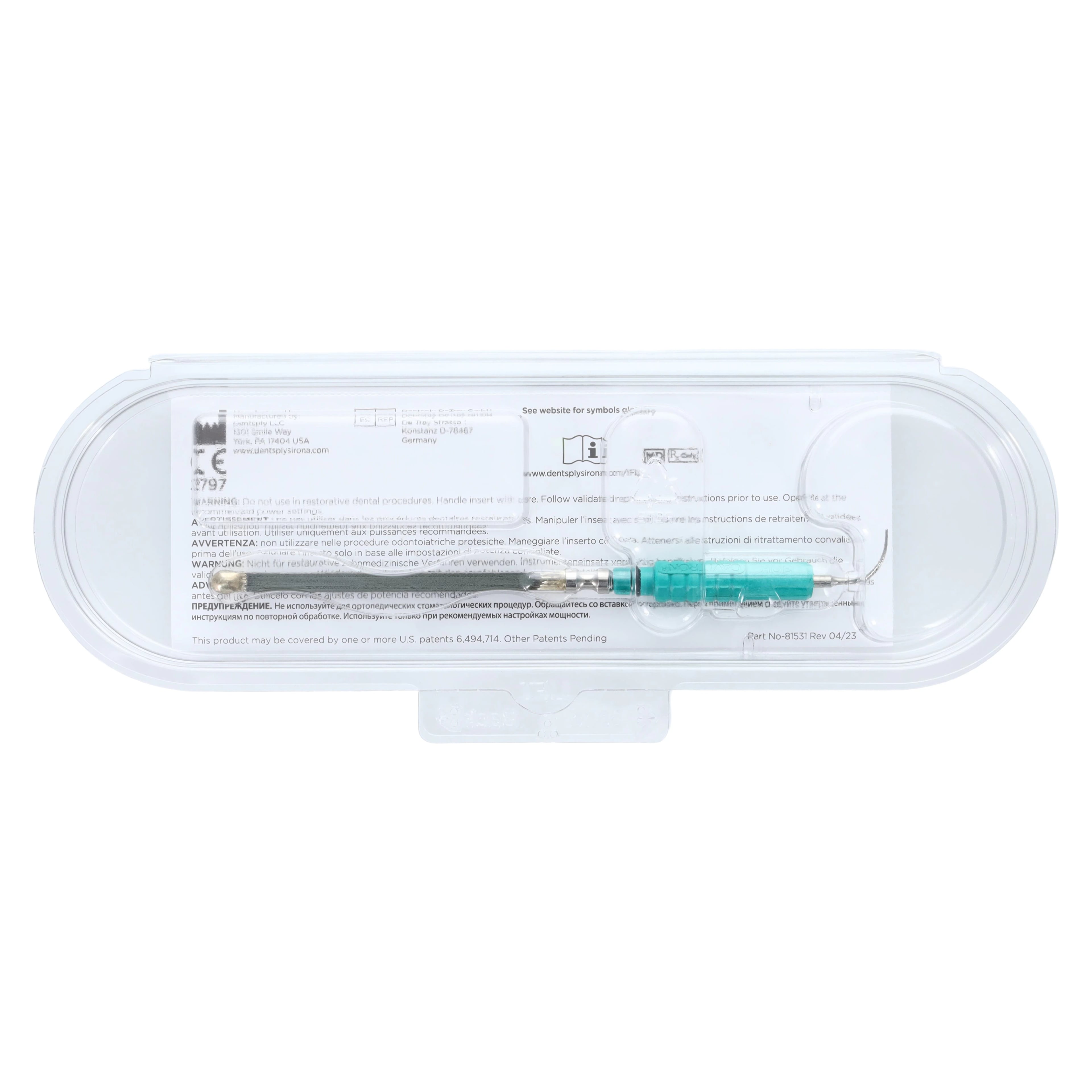 Cavitron FSI-SLI 10L Focused Spray Slimline Ultrasonic Insert, 30K, Left Curve, Dark Green Grip, 1/Pk, 80396