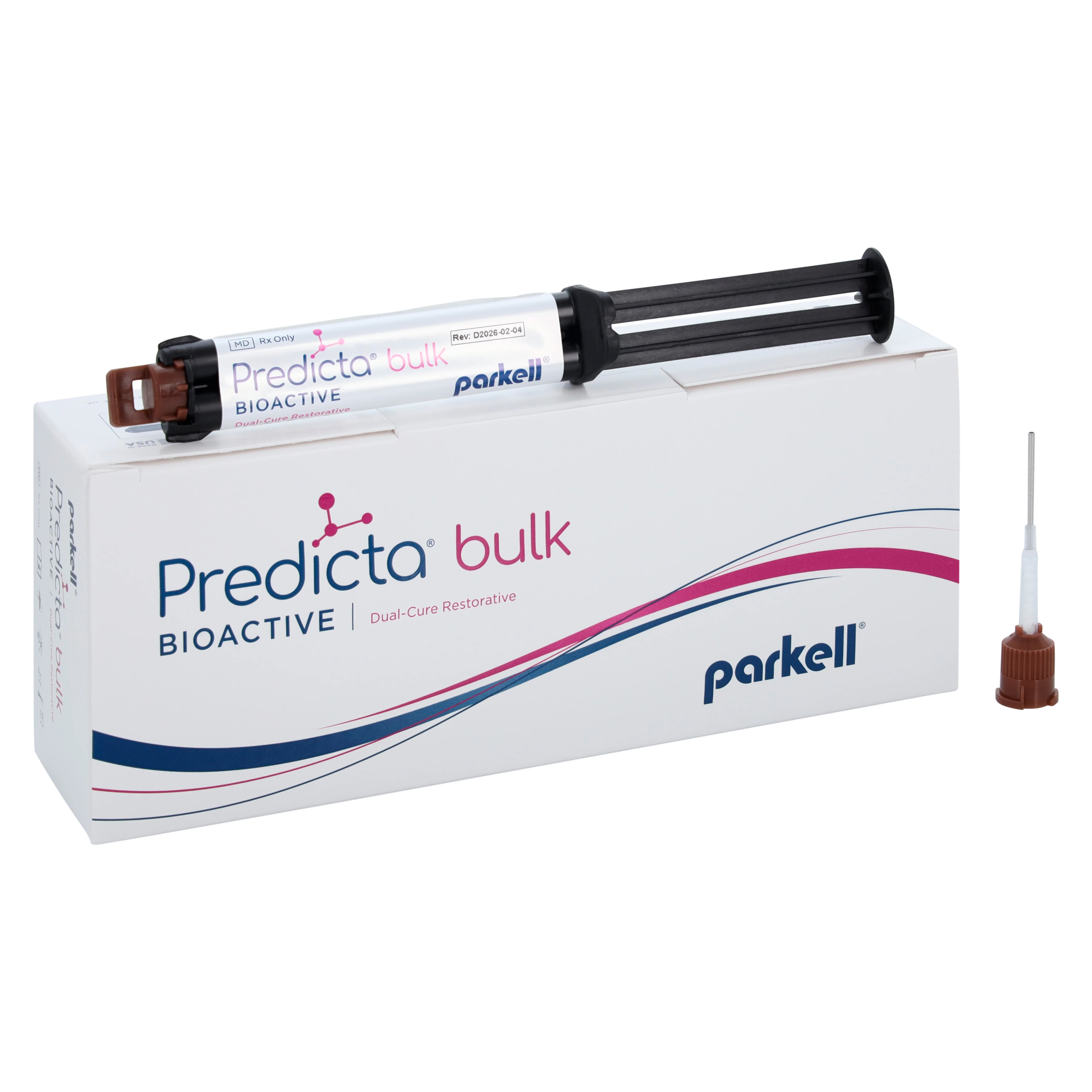 Predicta Bioactive Bulk-Fill Dual-Cure Composite, A2/B2, 5 ml Syringe Refill with 20 Dispensing Tips, S616