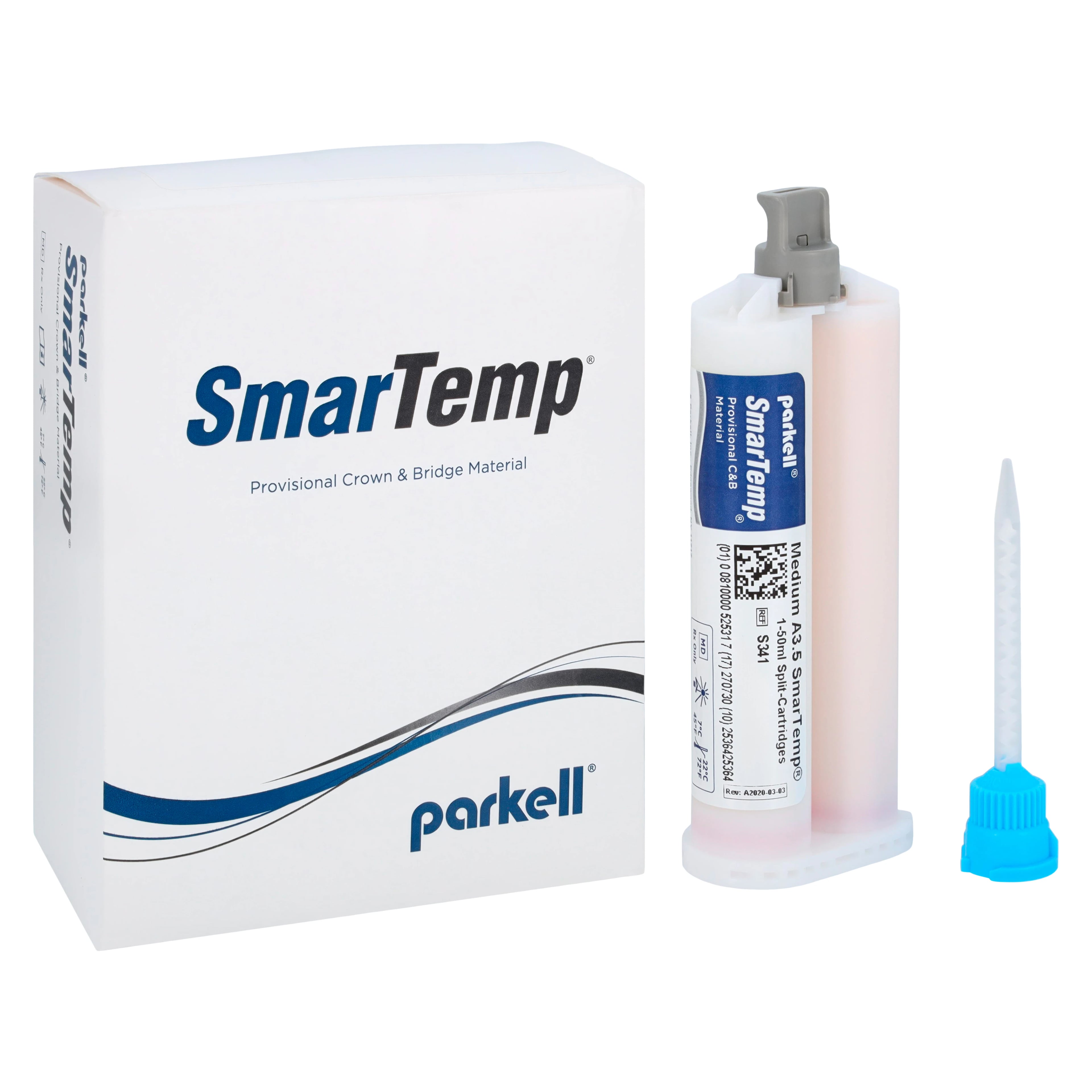 SmarTemp Provisional Crown & Bridge Resin, Automix Split Cartridge, A3.5 Medium, 50 mL, 1/Pk, S341