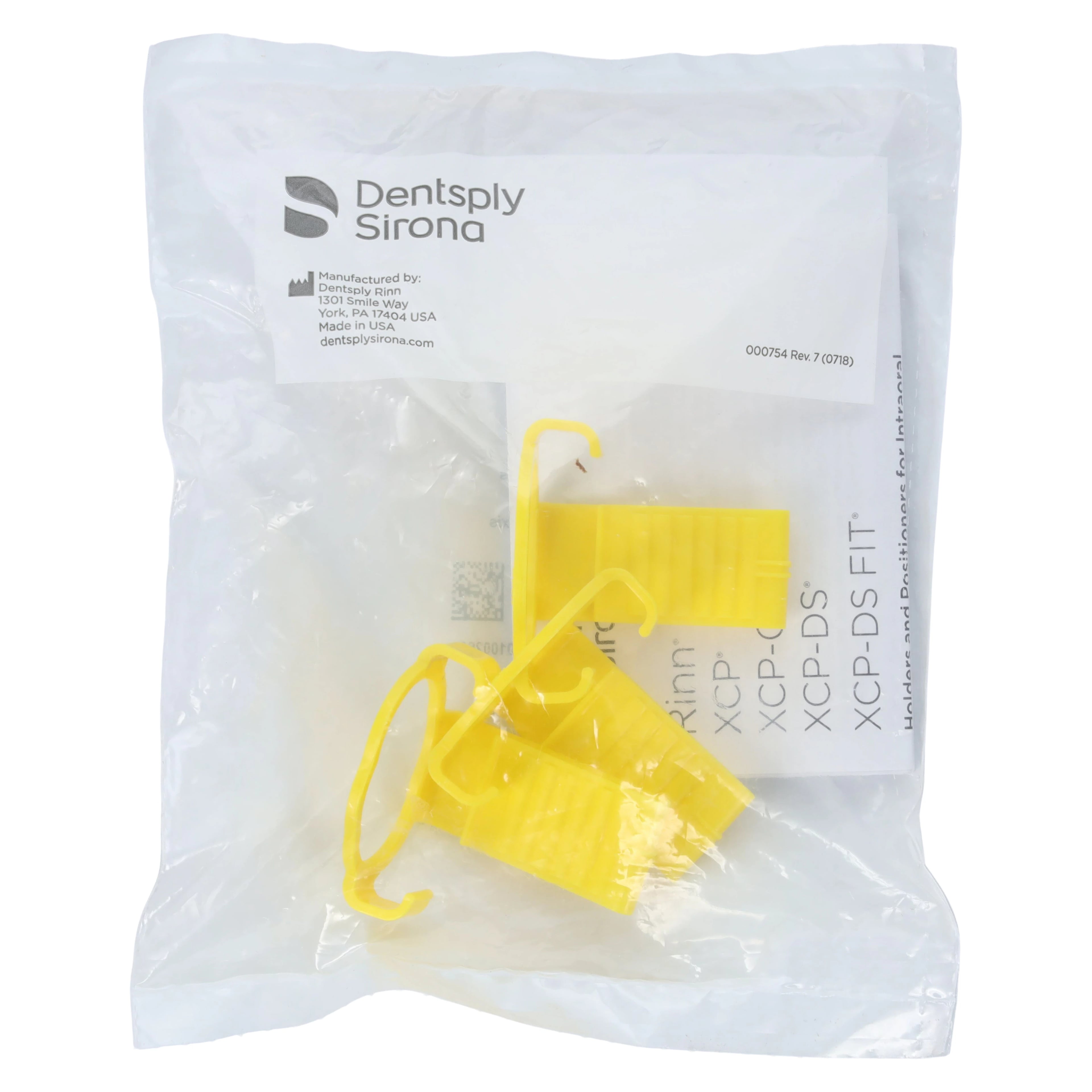 XCP-DS® Posterior Sensor Holders for Dexis PerfectSize and Platinum Digital Sensors, Yellow, #1.5/#2 Horizontal, 3/Pack, 552501