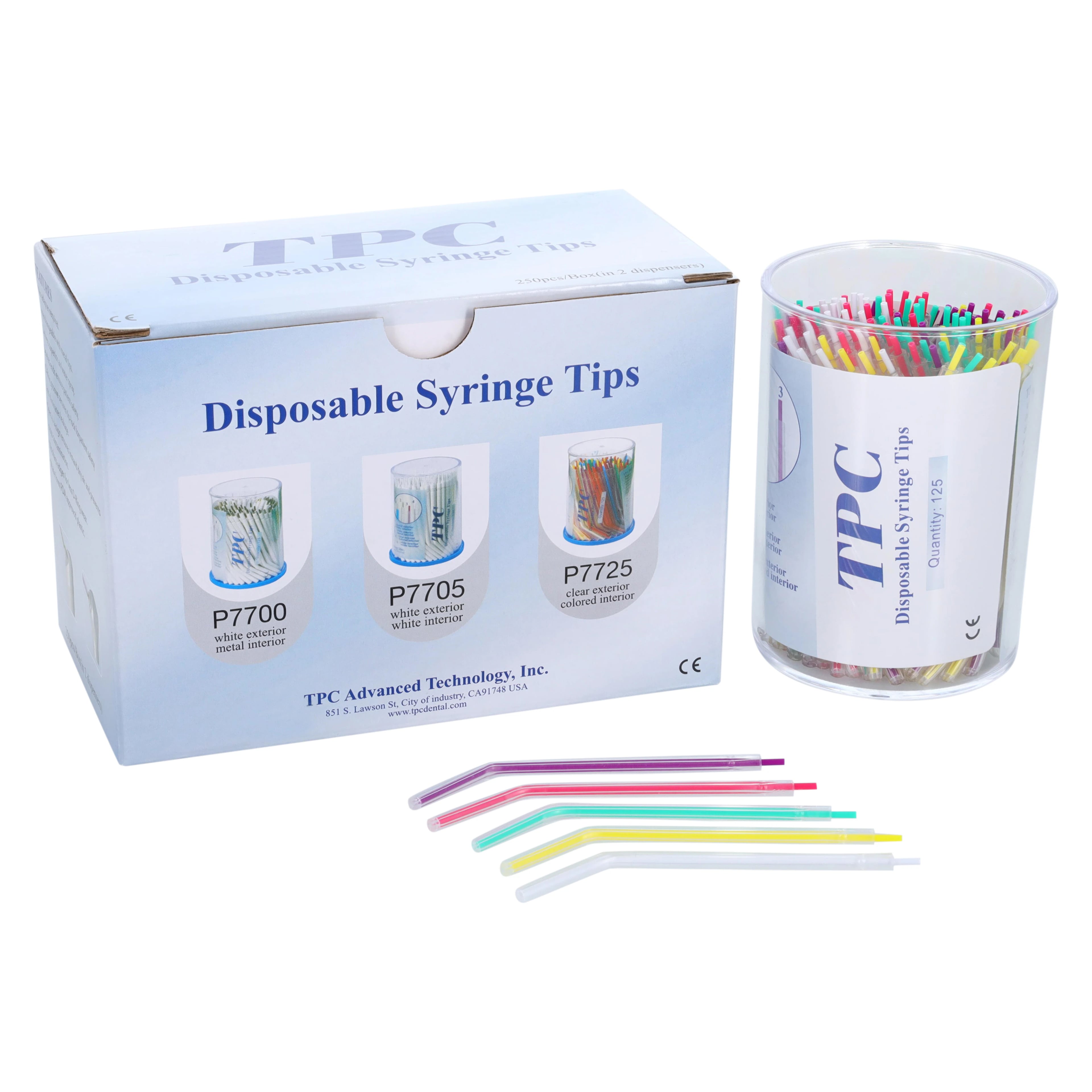 TPC Advanced Technology Rainbow Disposable Air/Water Syringe Tips, Assorted Colors, 250/Pkg, P7725