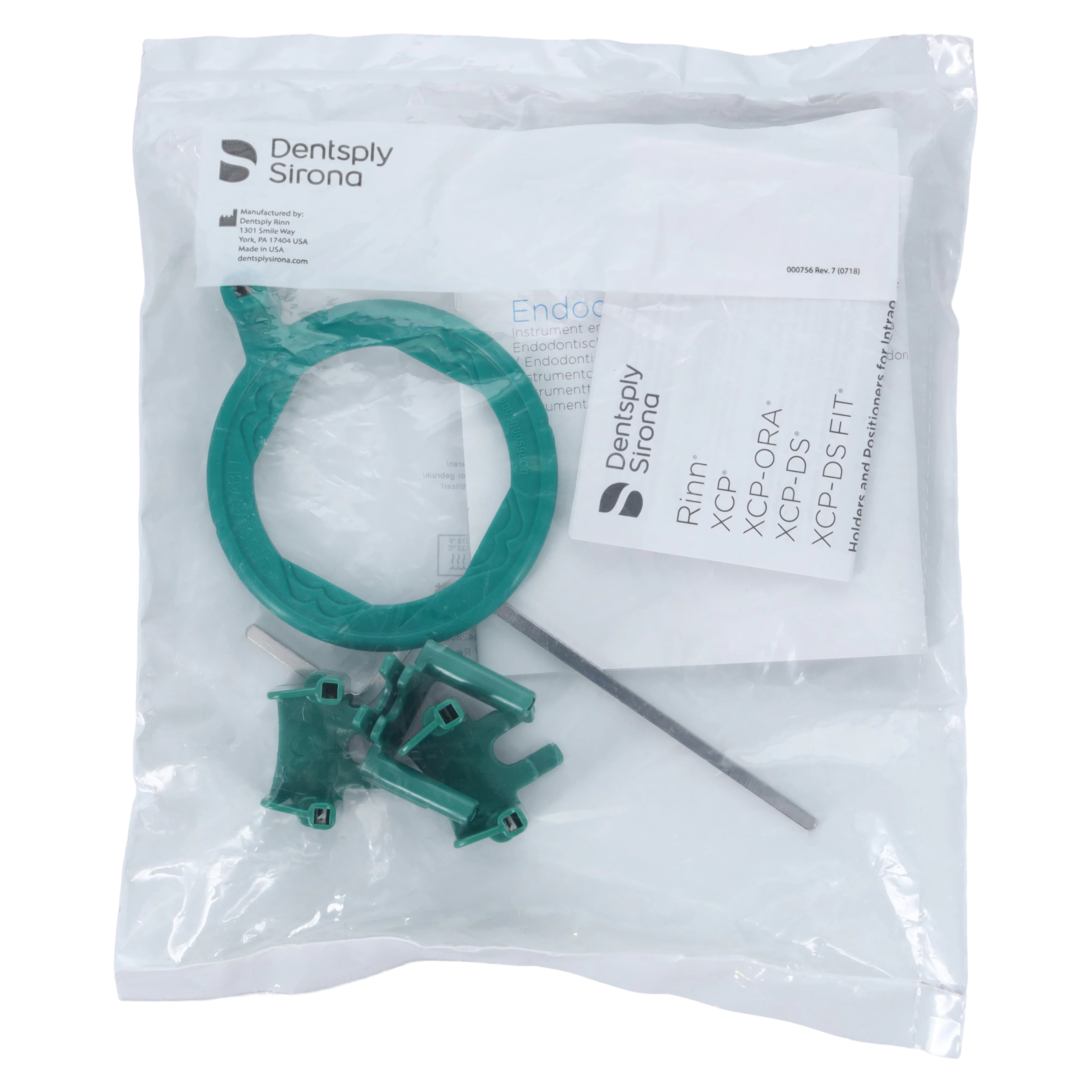 Dentsply Sirona XCP Evolution 2000 Endodontic Positioning Kit, Green, 5 Pieces (1 Arm, 1 Aiming Ring, 3 Bite Blocks), 54-2045