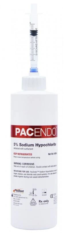 PacEndo 6% Sodium Hypochlorite Root Canal Irrigant Refill Bottle, 480 mL/16 oz, with Luer-Lock Dispensing Cap, PE-SHB