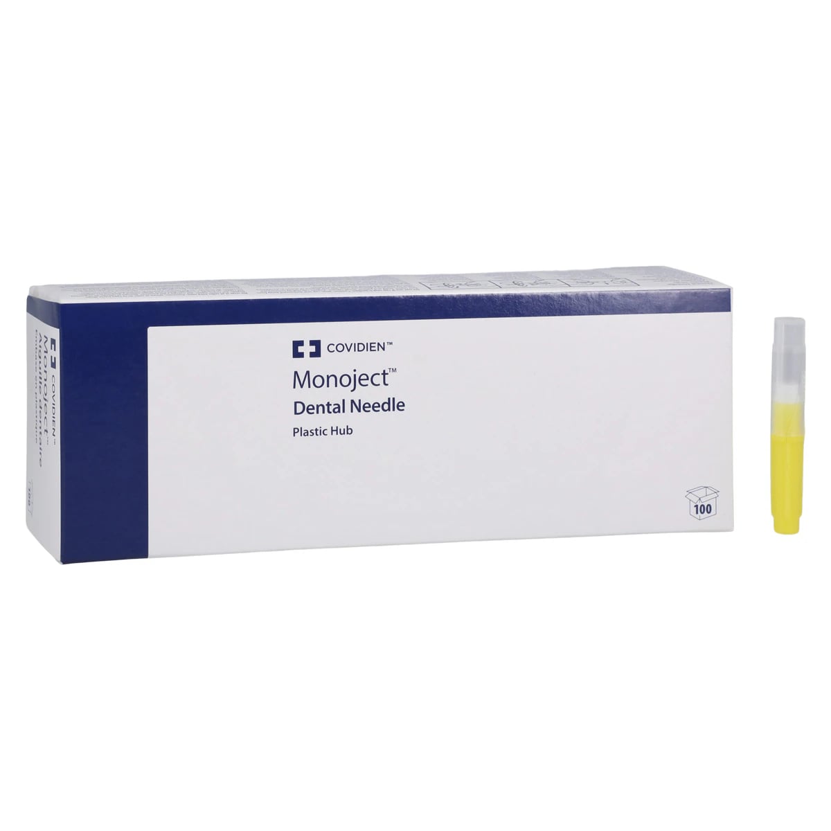 Monoject 400 Plastic Hub Needles, 27 Gauge, Short (21mm), Yellow, 100/Box, 8881400066