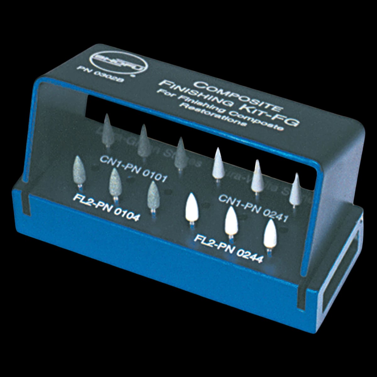 Shofu CompoSite Composite Finishing Kit, FG Shank, Classic Plastic Block, 12 Stones/Pk, 0302