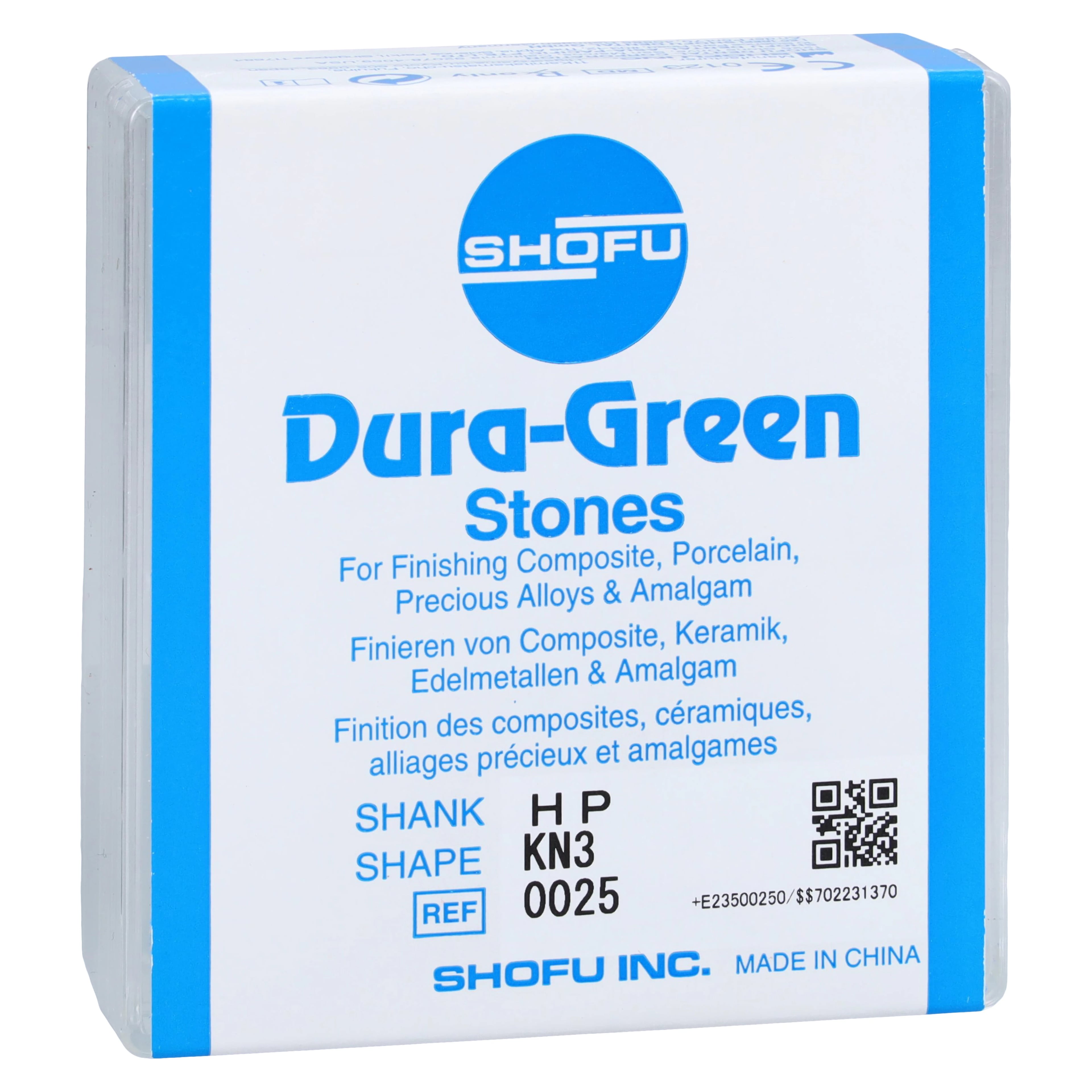 Dura-Green Silicon Carbide Finishing Stones, HP Handpiece, Knife Edge KN3, Green, ISO #070, 12/Pkg, 0025