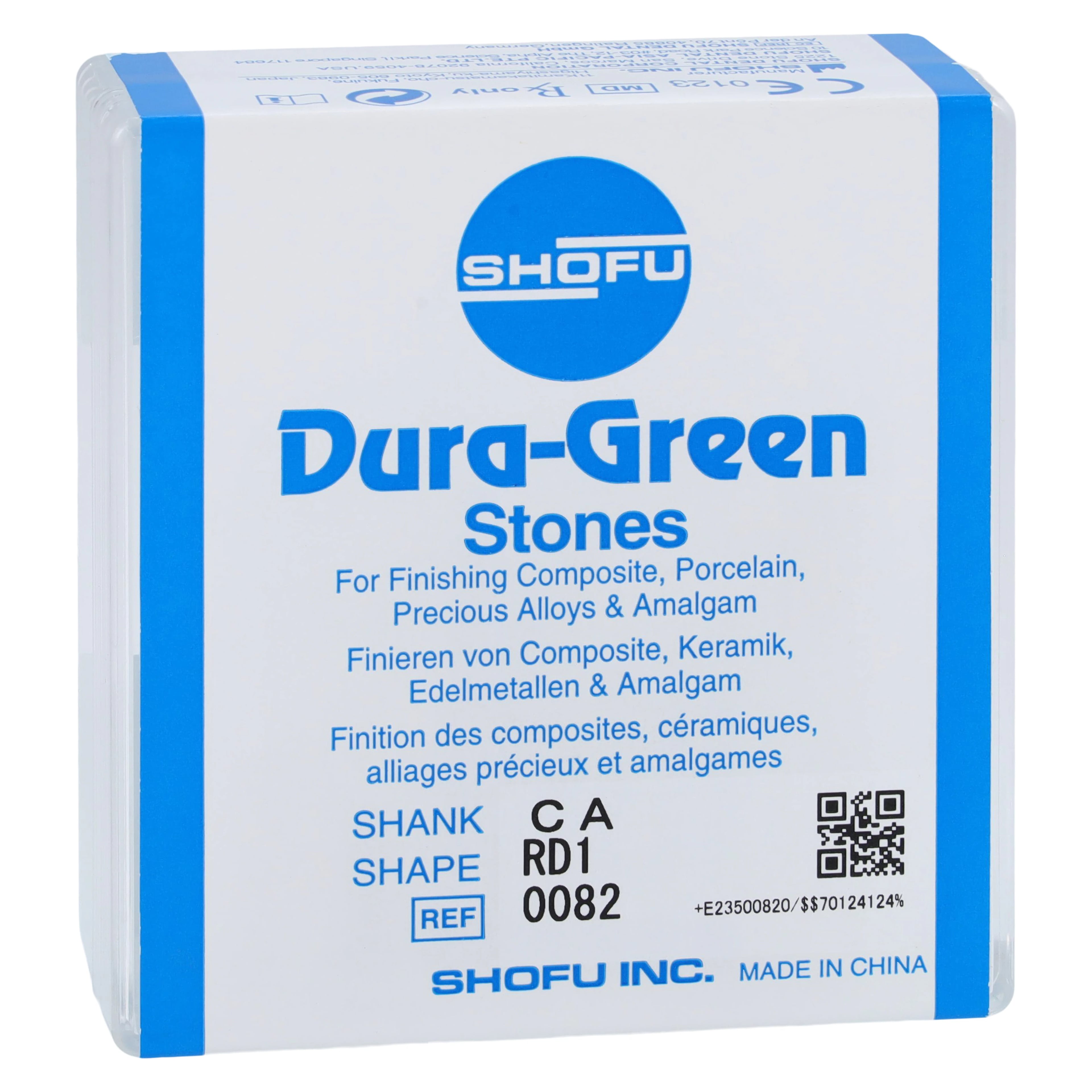 Shofu Dura-Green Stones, CA (Contra Angle), Round RD1, Green, Silicon Carbide, 12/Pk, 0082