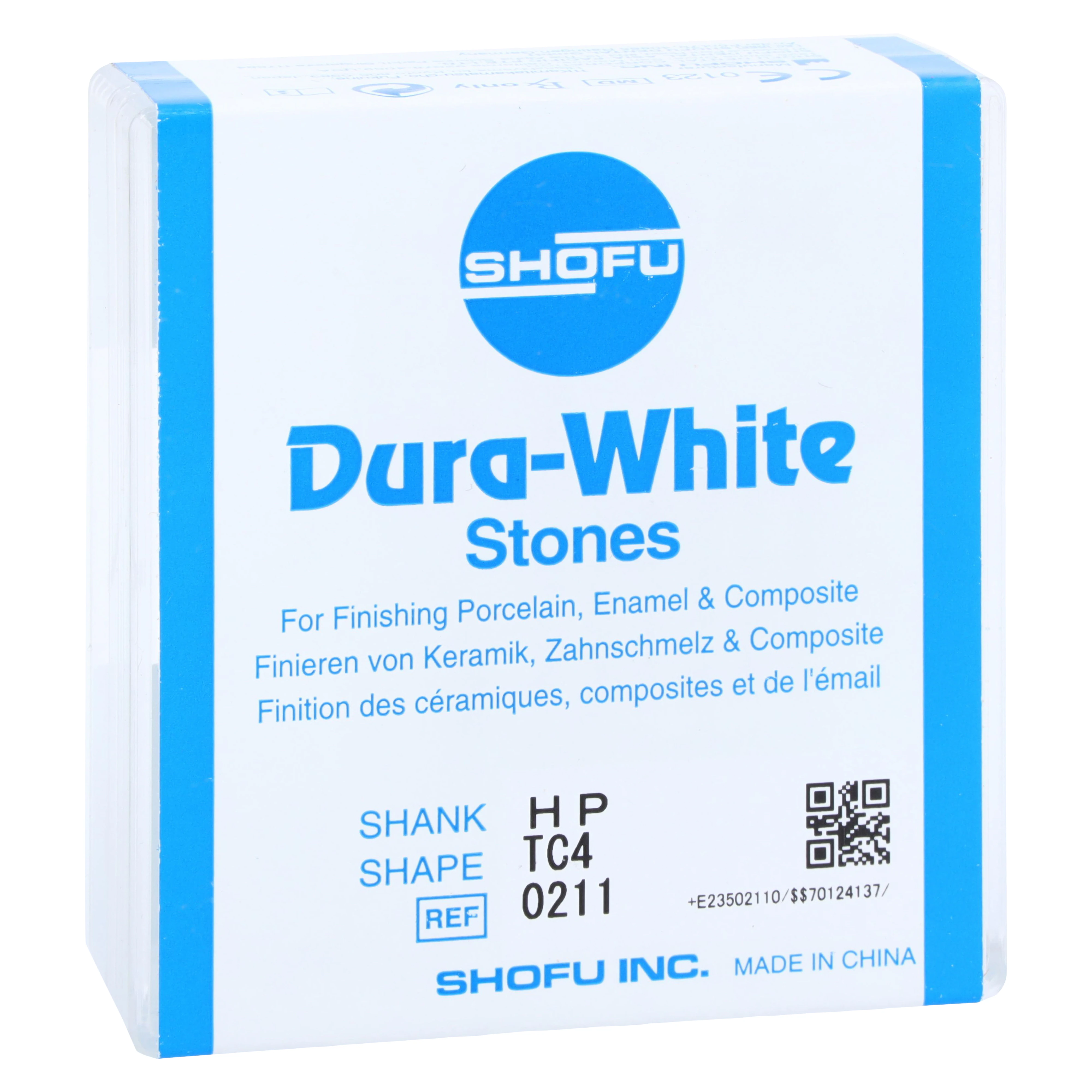 Shofu Dura-White Stones, HP (Straight Handpiece), Shape TC4, White Aluminum Oxide, 12/Pkg, 0211