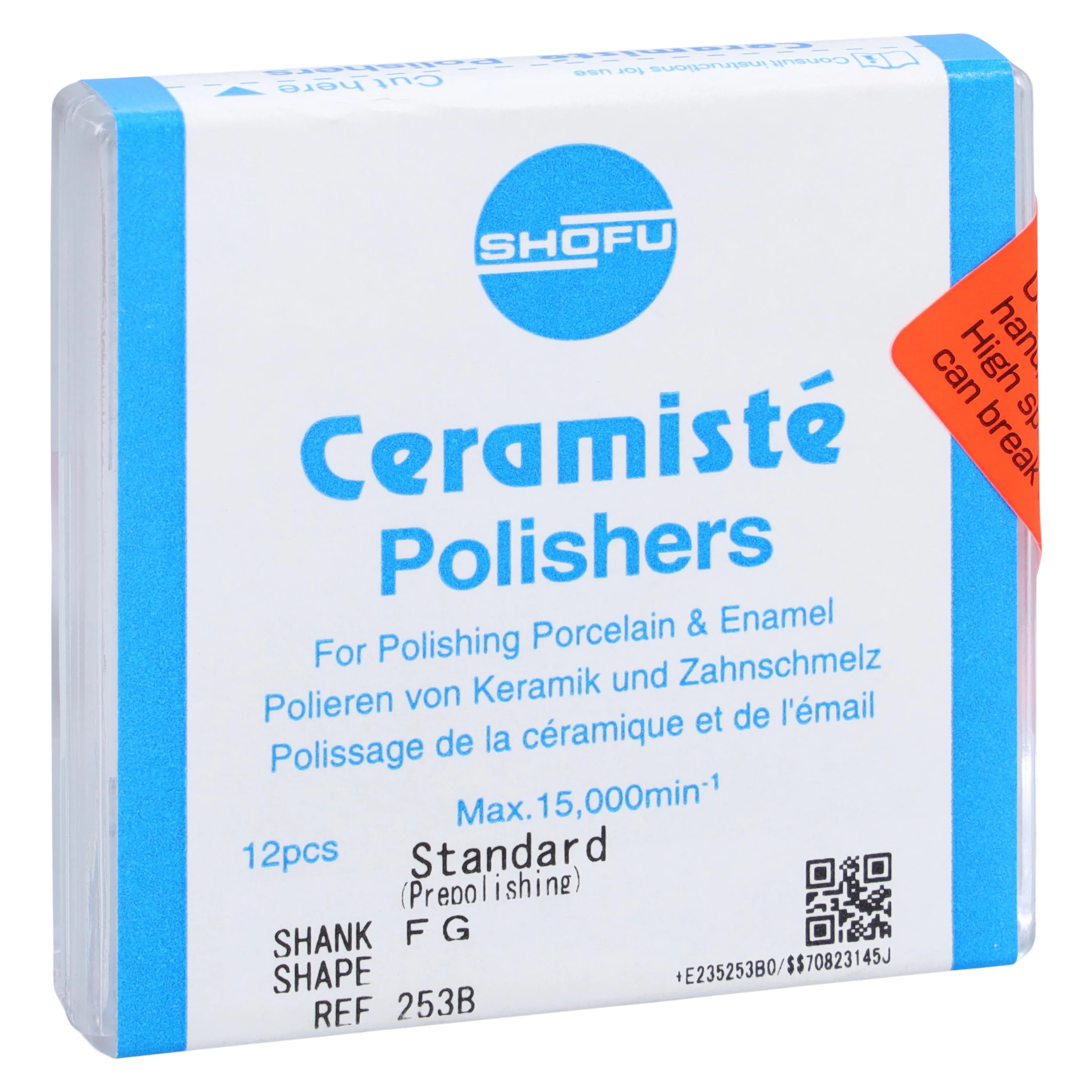 Shofu Ceramiste Midi-Point Polishers, Standard Grit, FG Shank, No Band, 12/Pk, 253B