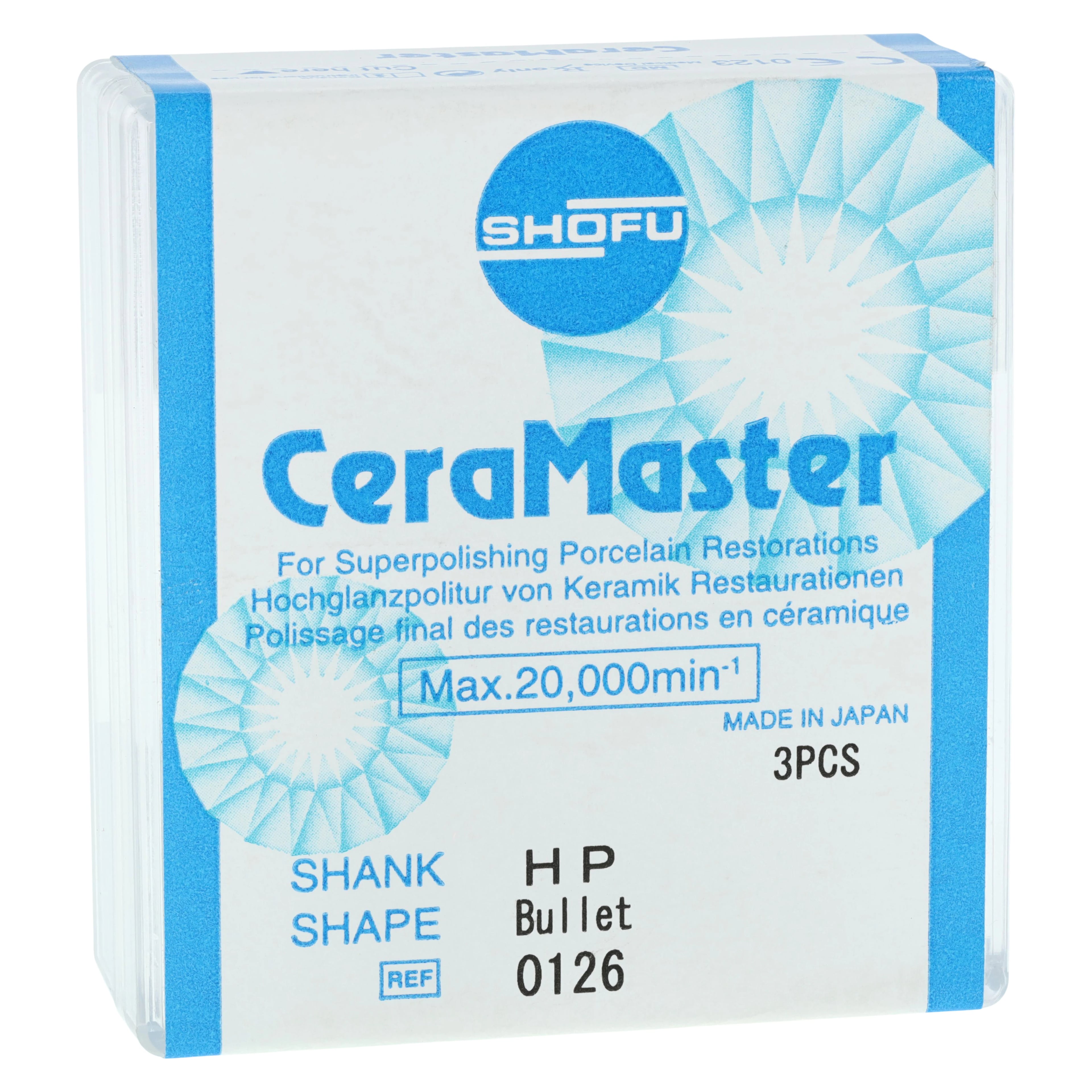 CeraMaster HP Diamond-Impregnated Polishers, Bullet, Regular Grit, #040, 3/Pk, 0126