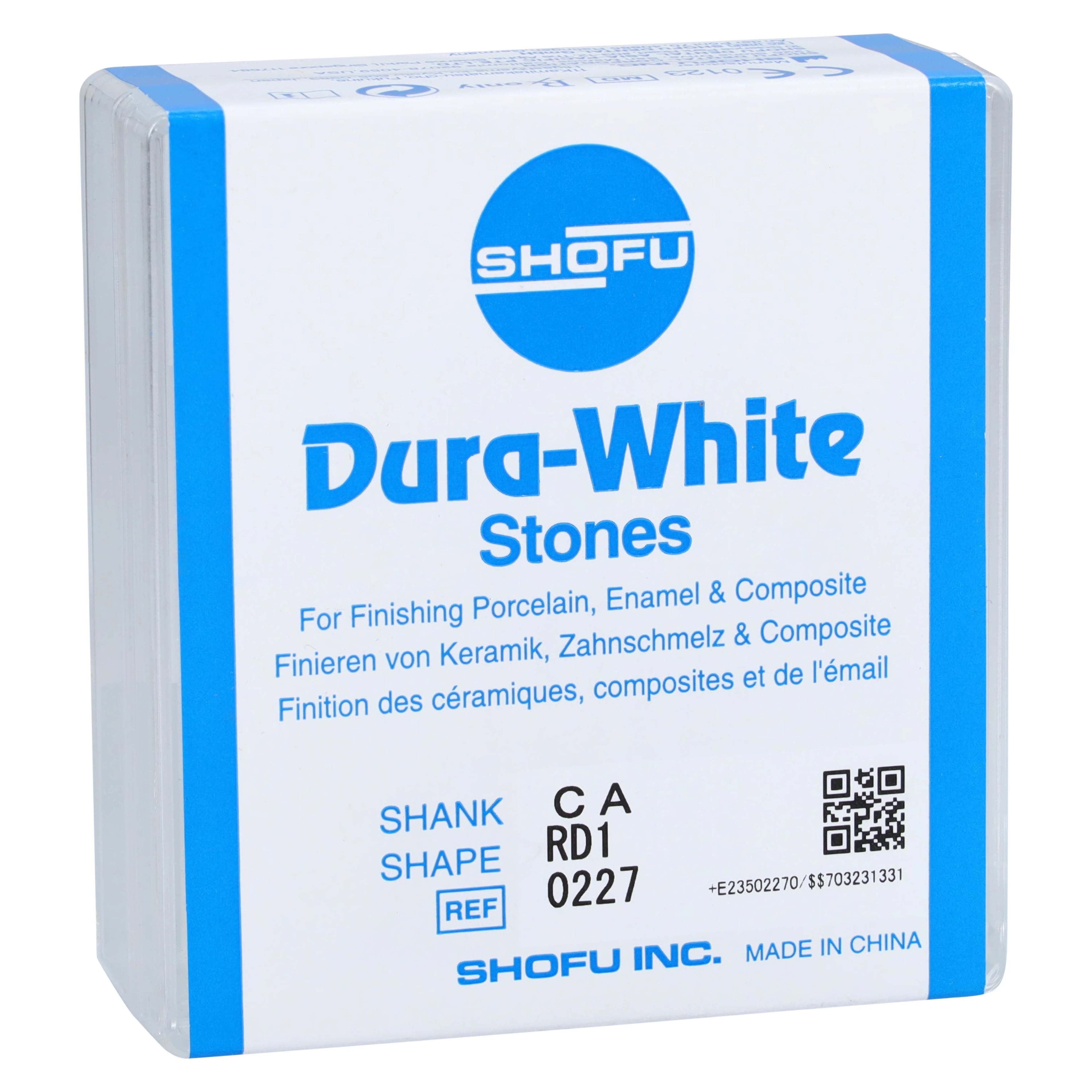 Shofu Dura-White Stones, RD1 Round, CA (Contra Angle) Latch-Type, White, 12/Pk, 0227