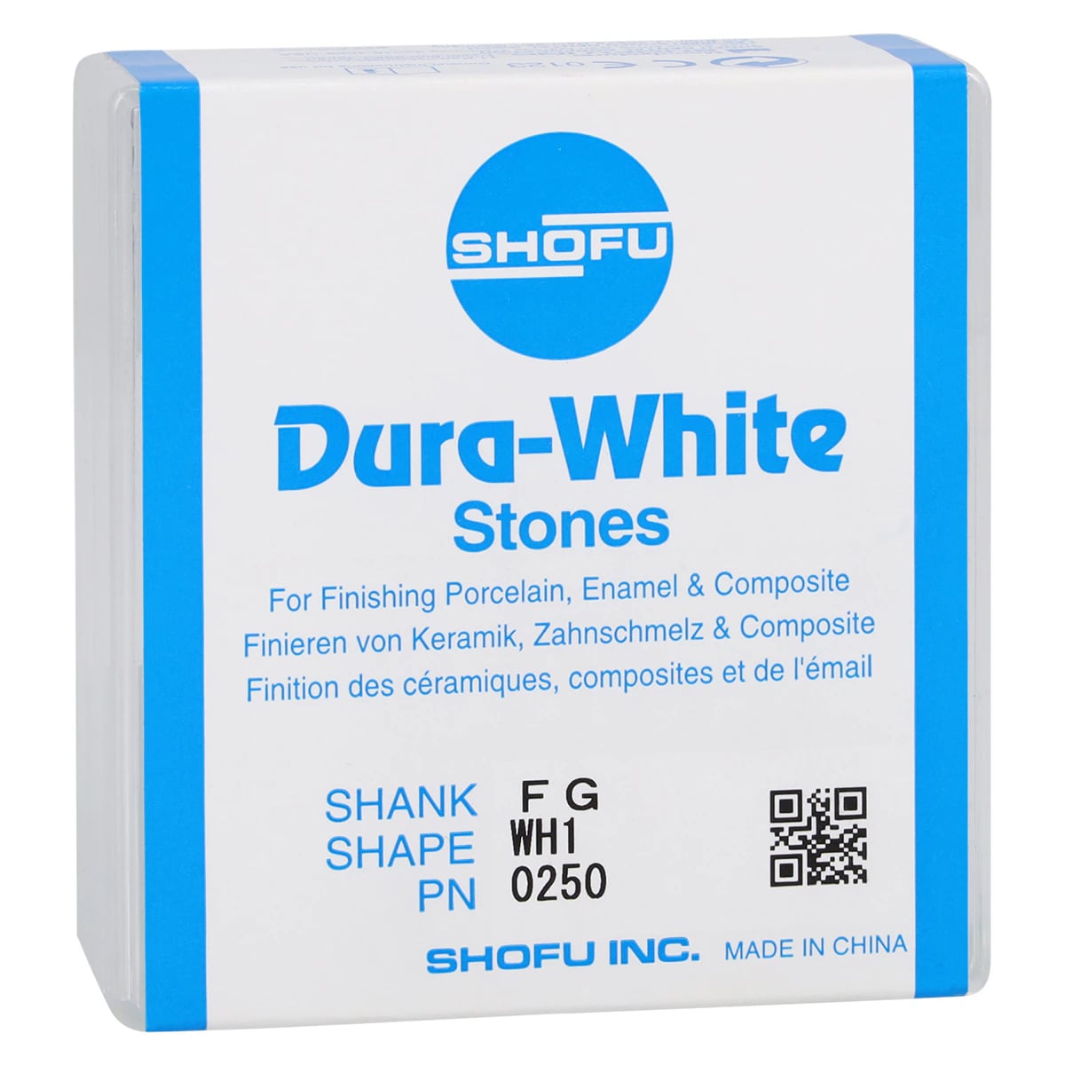 Shofu Dura-White Stones, FG (Friction Grip), Shape WH1, White Aluminum Oxide, 12/Pk, 0250