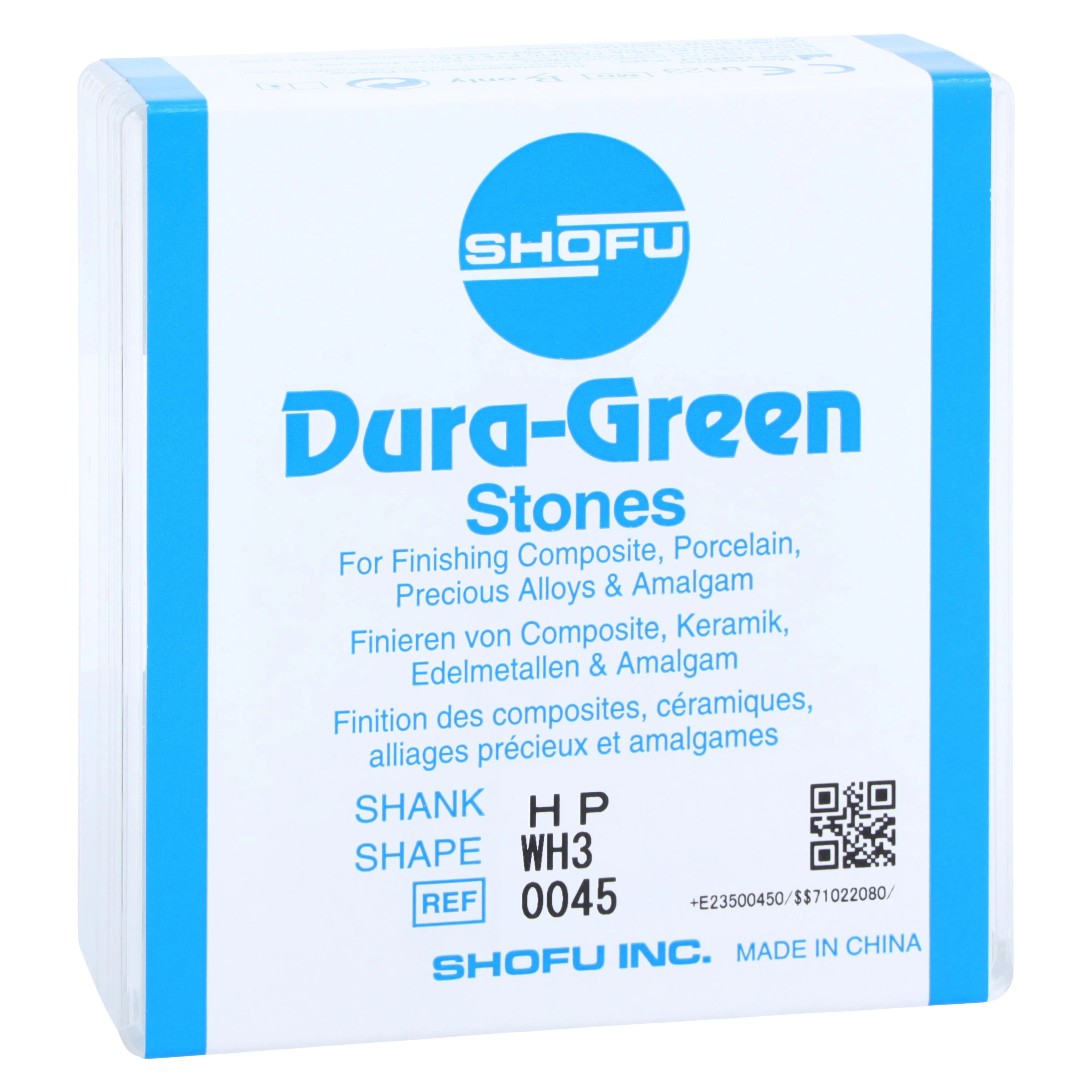 Dura-Green Silicon Carbide Finishing Stones, HP Straight Handpiece, Wheel WH3, ISO #065, Green, 12/Pk, 0045