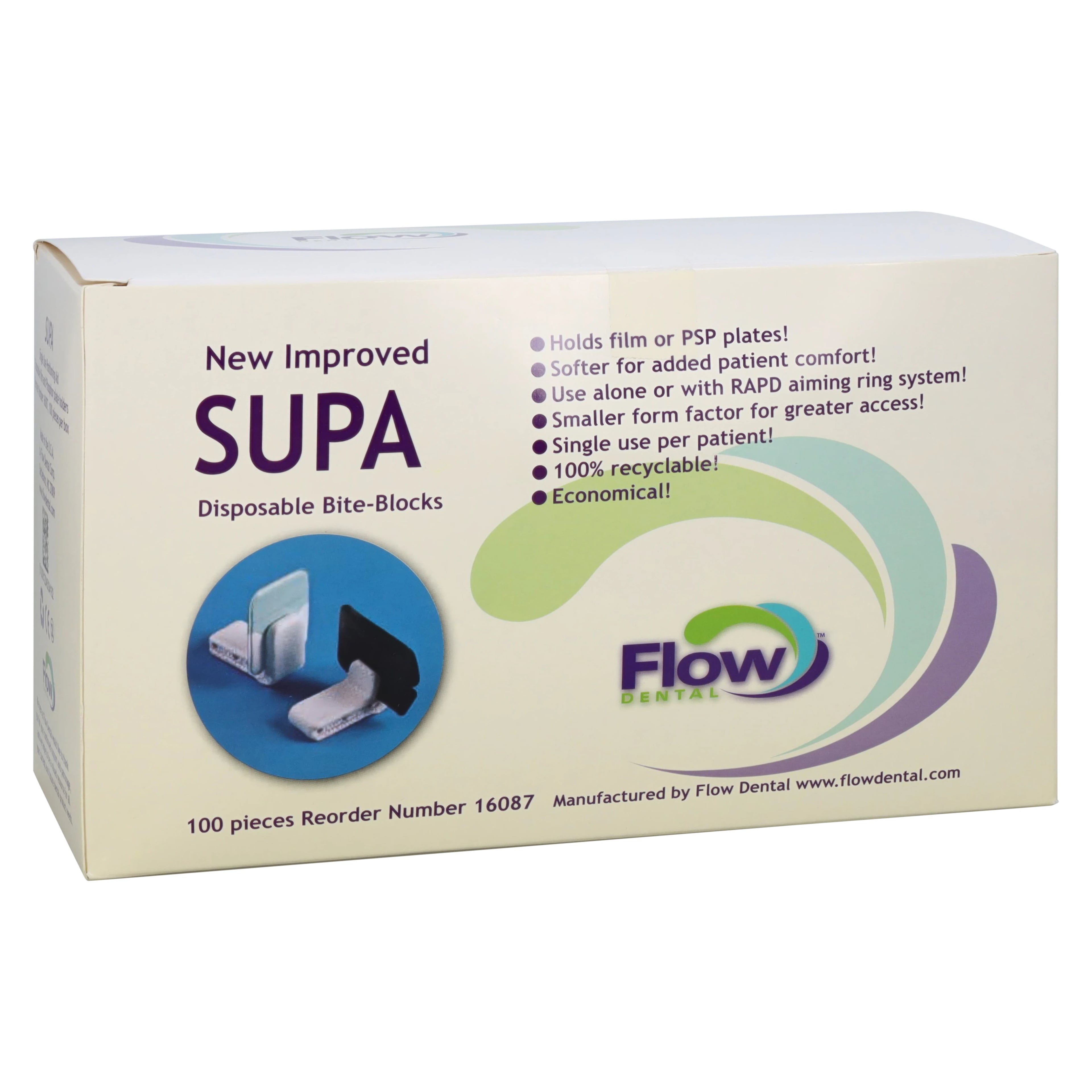 SUPA Disposable Bite Blocks, Film & PSP Positioners, Foam, 100/Bx, 16087