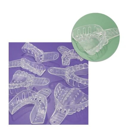 Plasdent Excellent Crystal Impression Trays, #5 Small Upper, Perforated, Clear, 12/Pk, ITC-SU